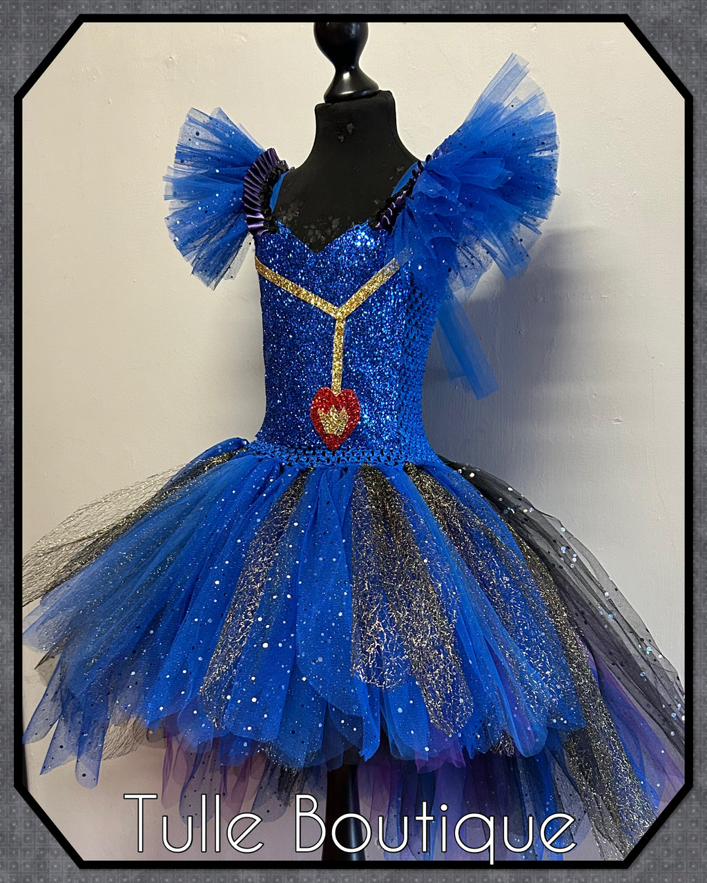 Girls toddlers Descendants Evie tutu birthday party dress,ballgown, fancy dress costume dipped hem