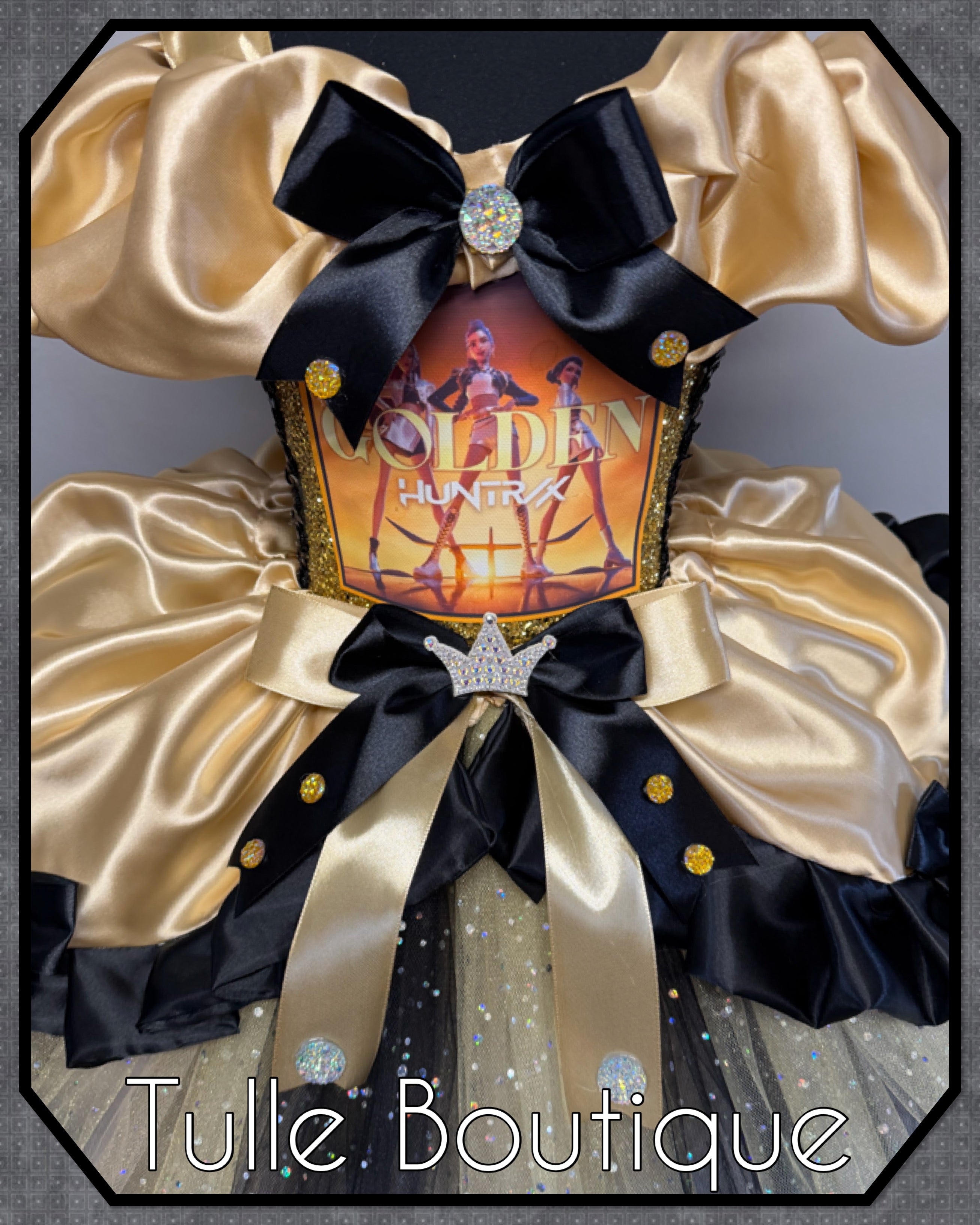 Girls toddlers Kpop Demon Hunters Golden Rumi Mira Zoe tutu dress, birthday ballgown, fancy dress costume