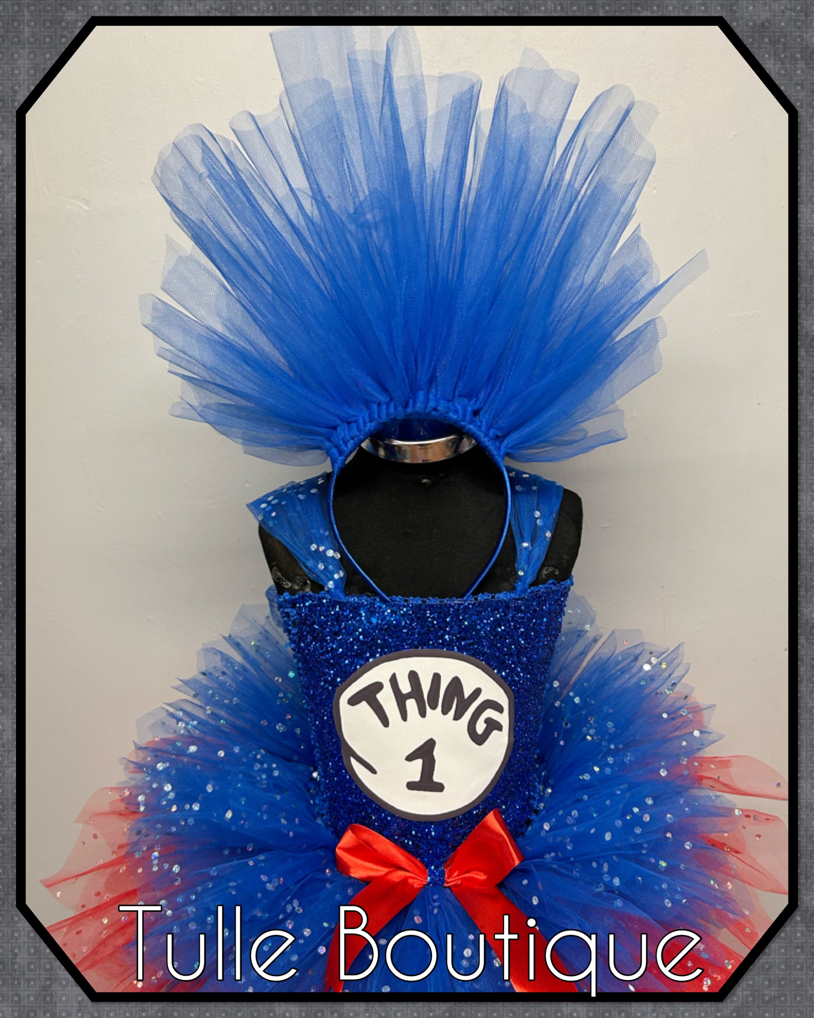 Girls toddlers Thing One tutu dress, ballgown, fancy dress costume