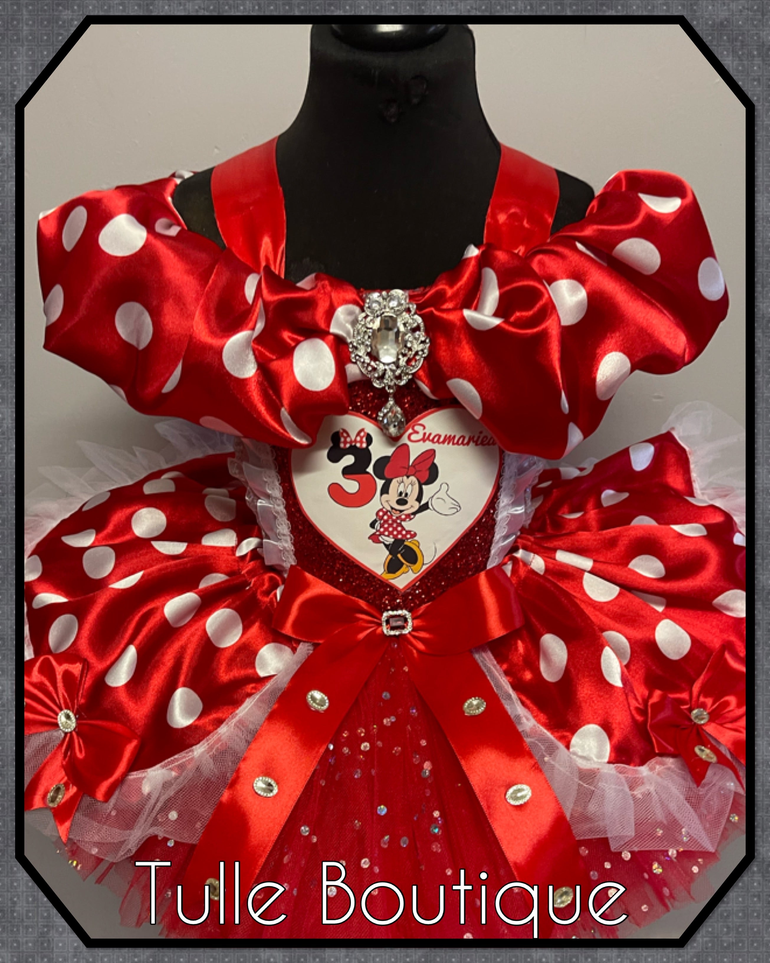 Girls toddlers Minnie Mouse Red tutu birthday party dress,ballgown, fancy dress costume