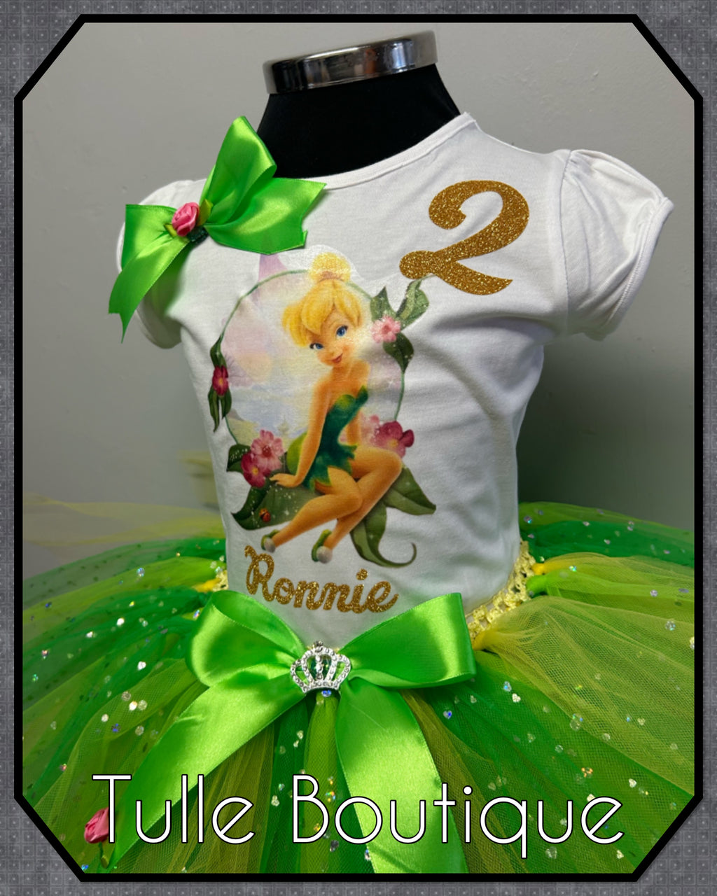 Girls toddlers Tinkerbell birthday tutu outfit fancy dress costume