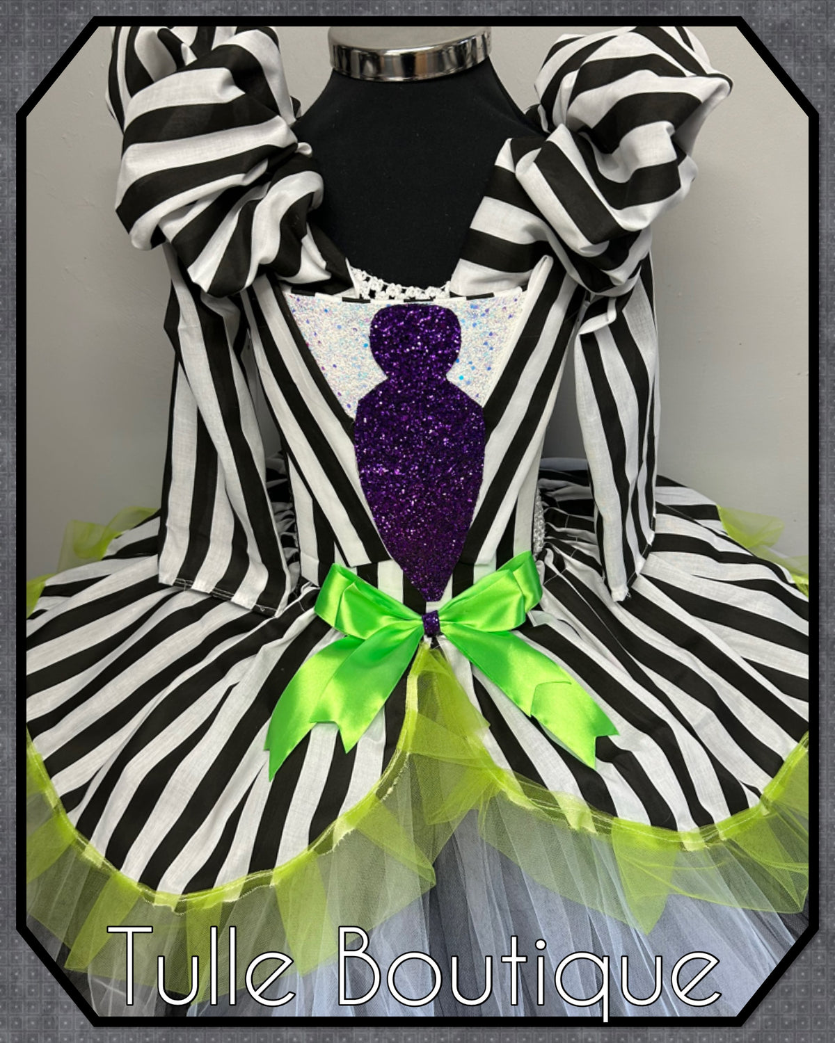 Girls toddlers Beetlejuice tutu dress, ballgown, fancy dress costume detachable sleeves