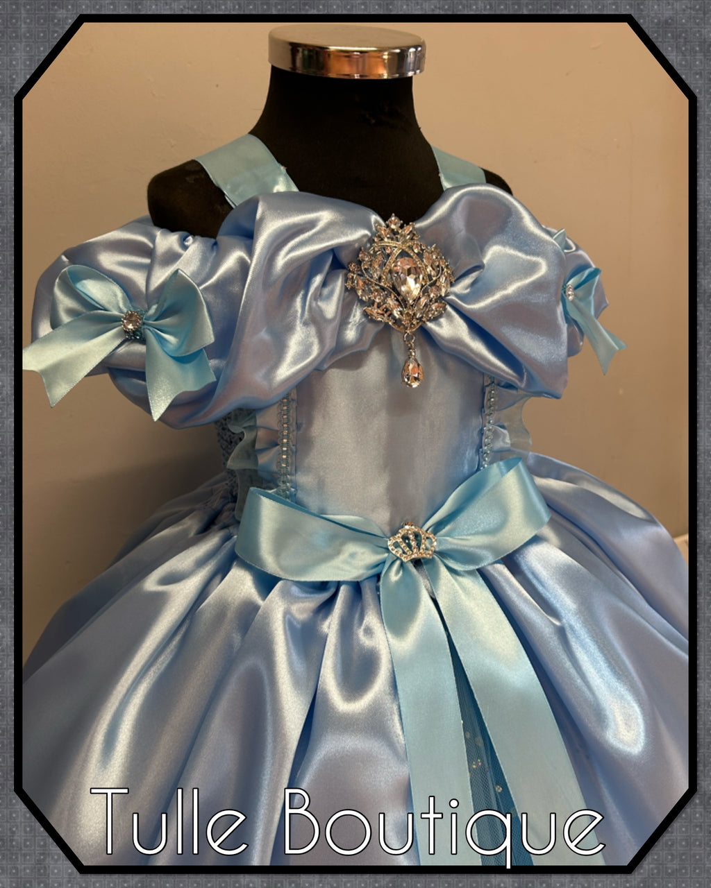 Girls toddlers Princess Cinderella baby blue tutu dress, ballgown, fancy dress costume full length
