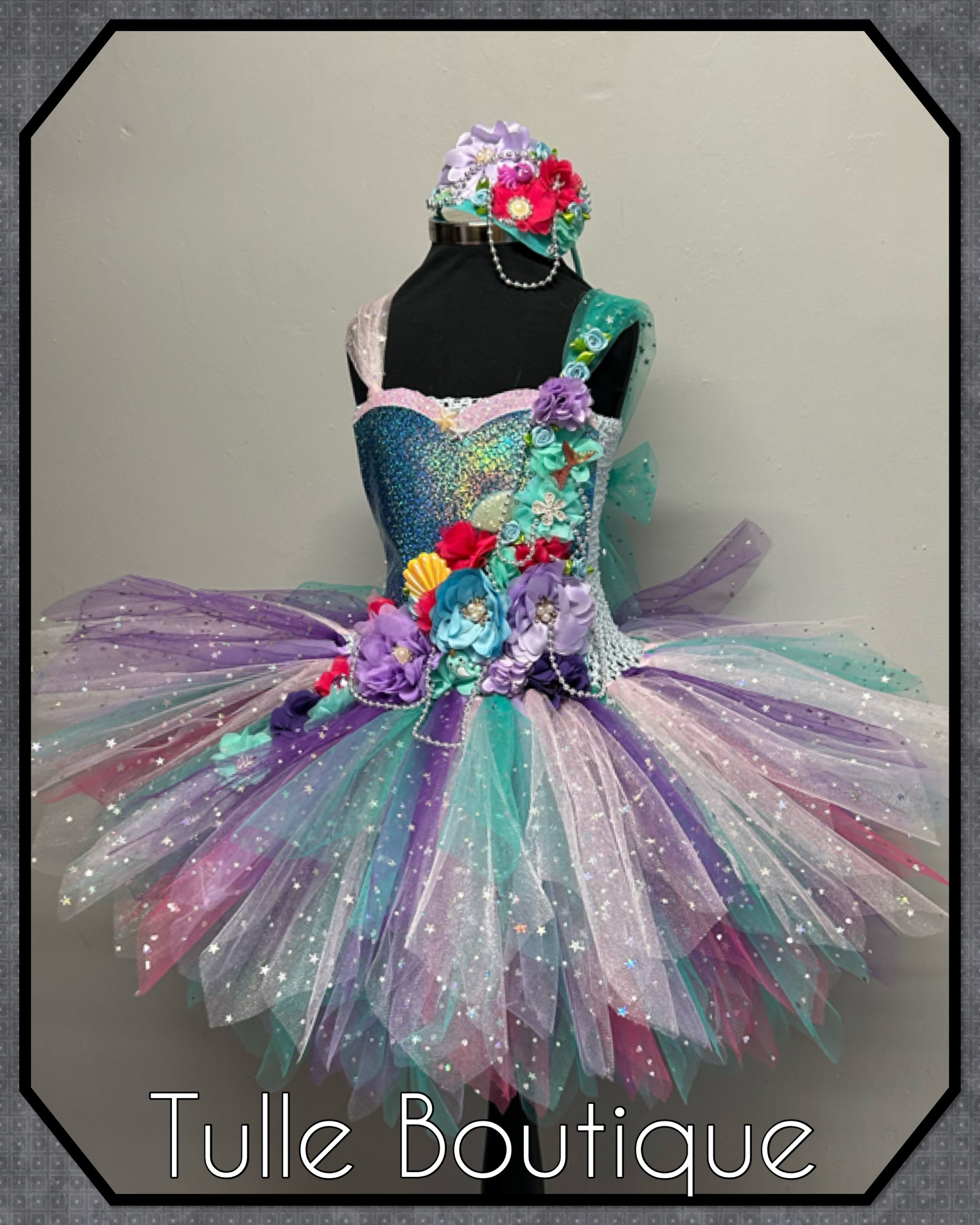 Girls toddlers Floral Mermaid tutu dress,ballgown, fancy dress costume