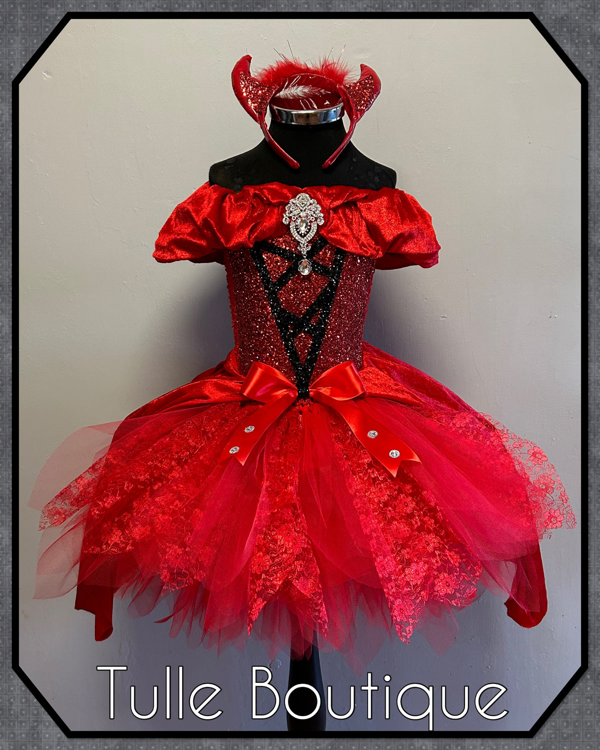 Girls toddlers Red Devil tutu birthday party dress,ballgown, fancy dress costume