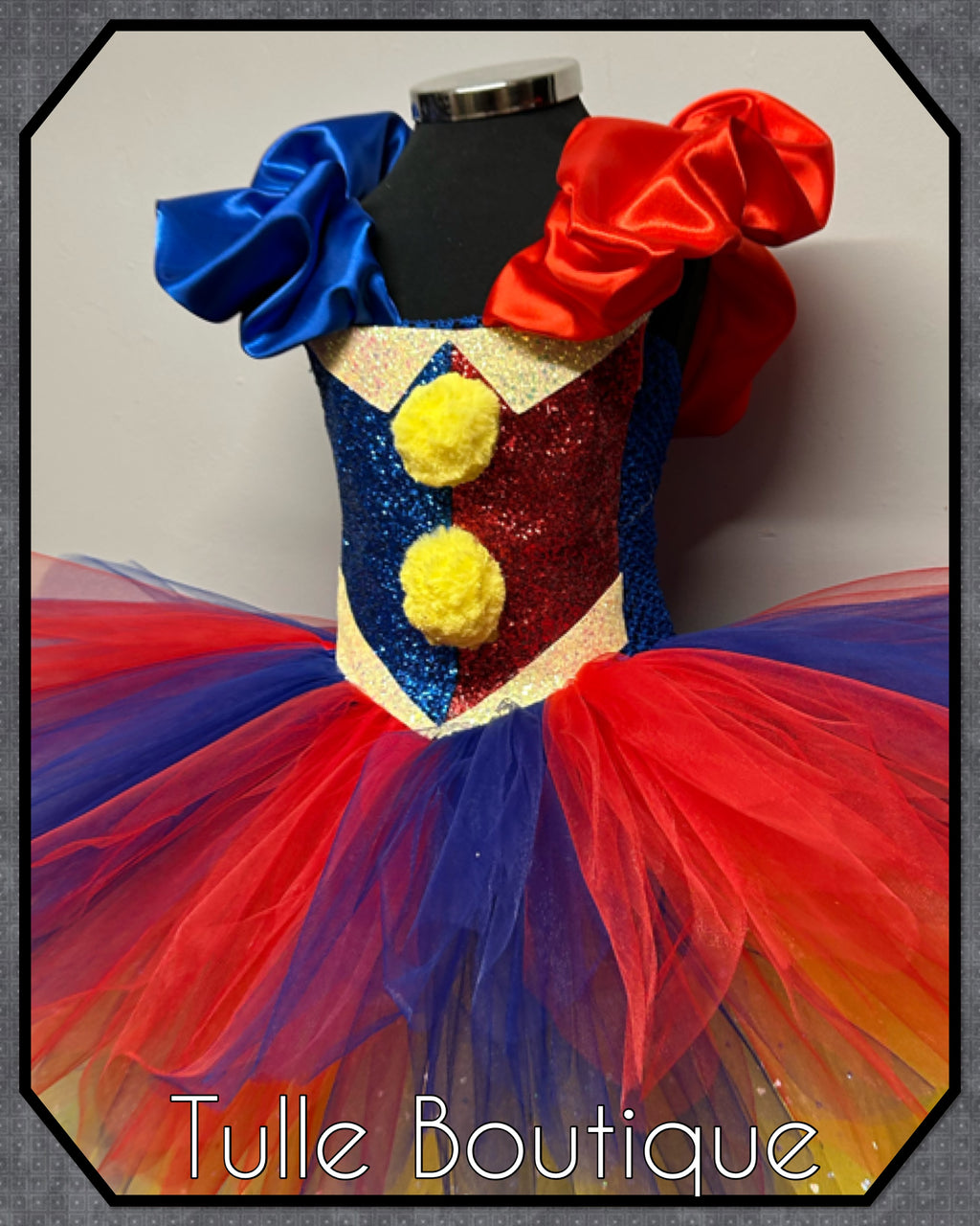 Girls toddlers The Amazing Digital Circus Jester clown tutu dress, ballgown, Pomni fancy dress costume