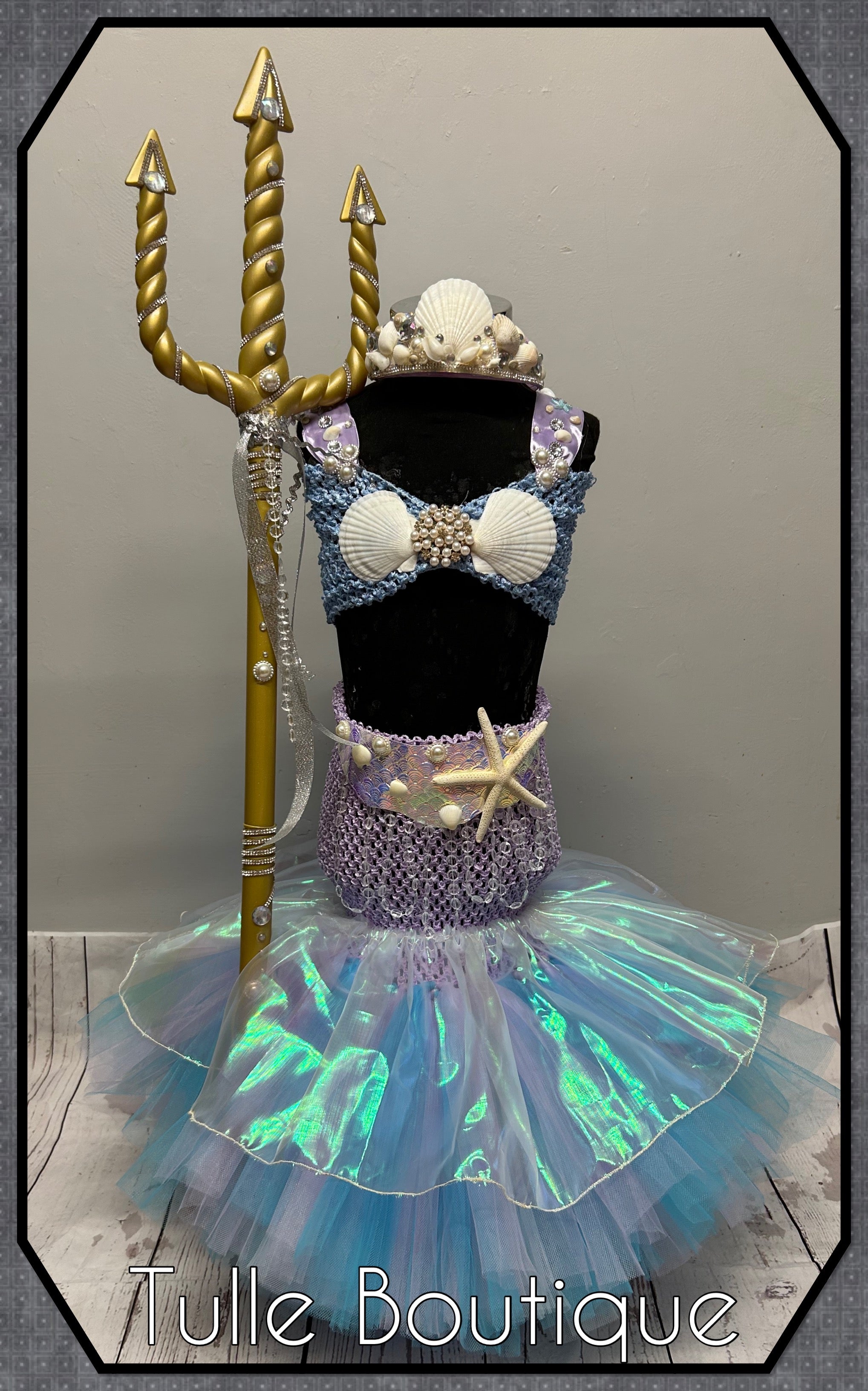 Girls toddlers Mermaid shell fishtail tutu dress, ballgown, fancy dress costume