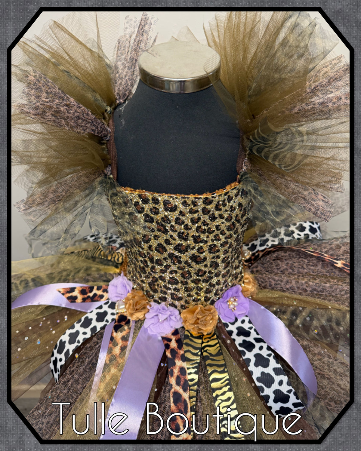 Girls toddlers Jungle animal print themed tutu dress, safari ballgown, fancy dress costume
