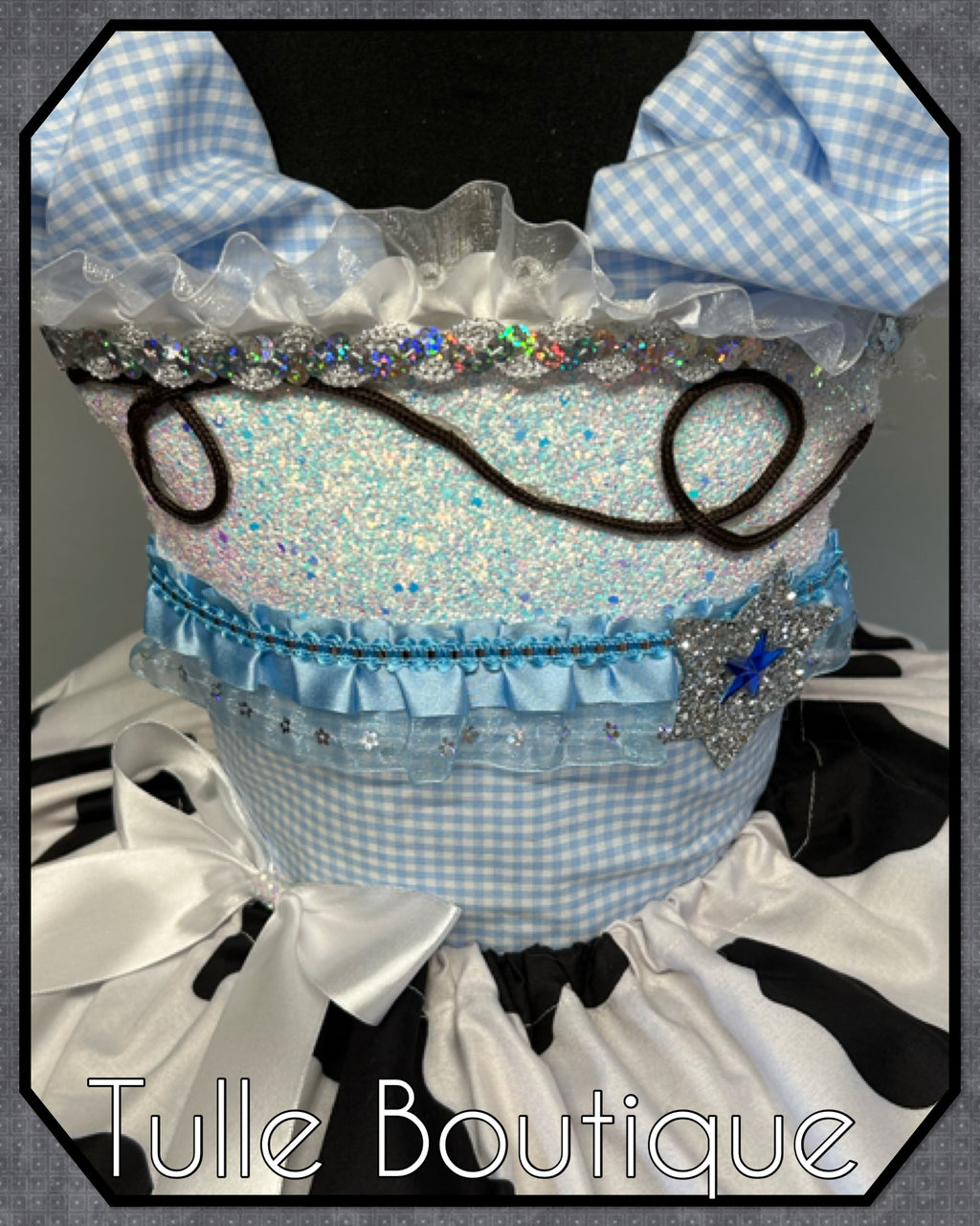 Girls toddlers baby blue and white cowgirl tutu dress, ballgown, fancy dress costume