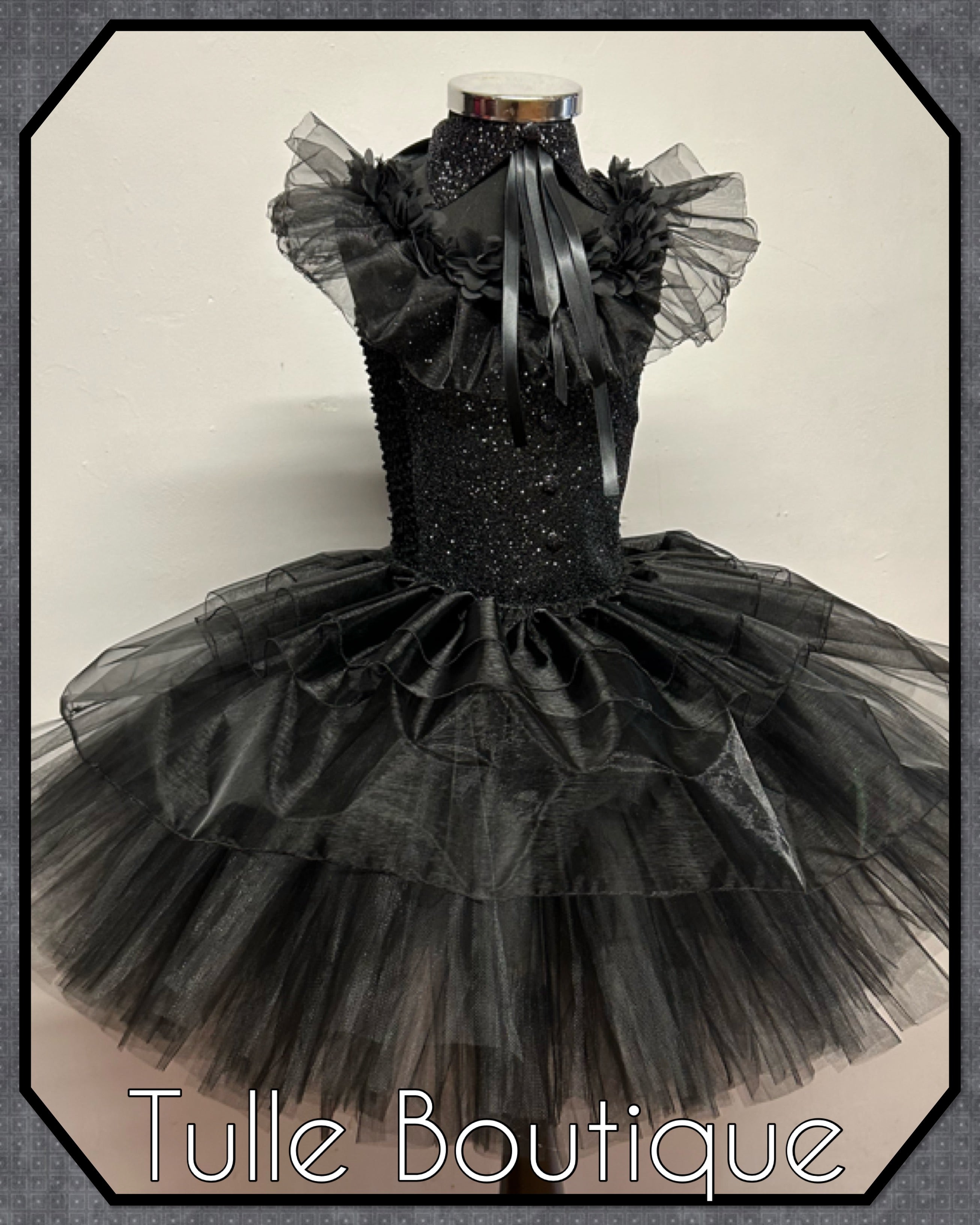 Girls toddlers Wednesday Addams Prom tutu dress, ballgown,Halloween fancy dress costume
