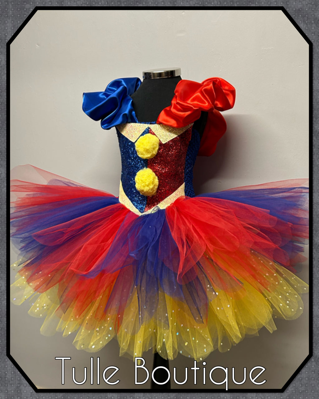 Girls toddlers The Amazing Digital Circus Jester clown tutu dress, ballgown, Pomni fancy dress costume