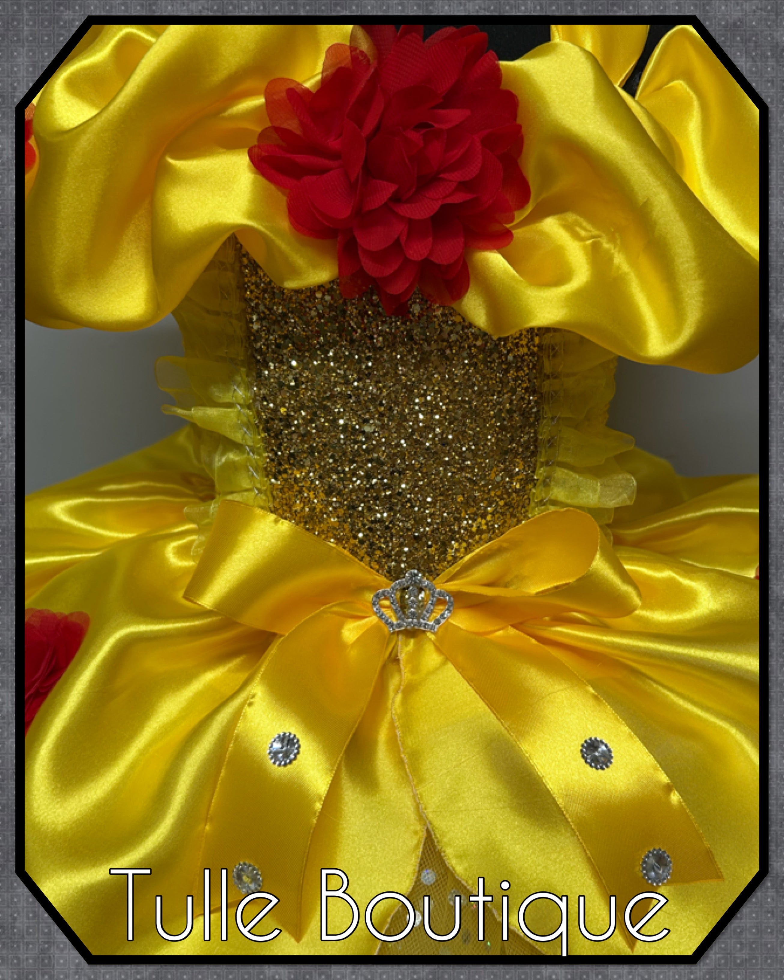 Girls toddlers Princess Belle tutu dress, beauty and the beast ballgown, fancy dress costume