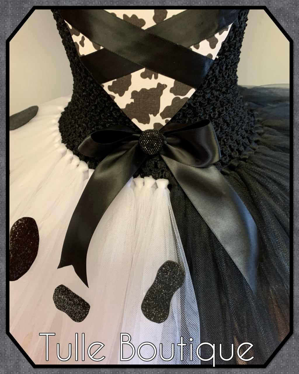 Girls toddlers Cruella de Ville tutu dress, ballgown, 101 Dalmatians fancy dress costume black and white