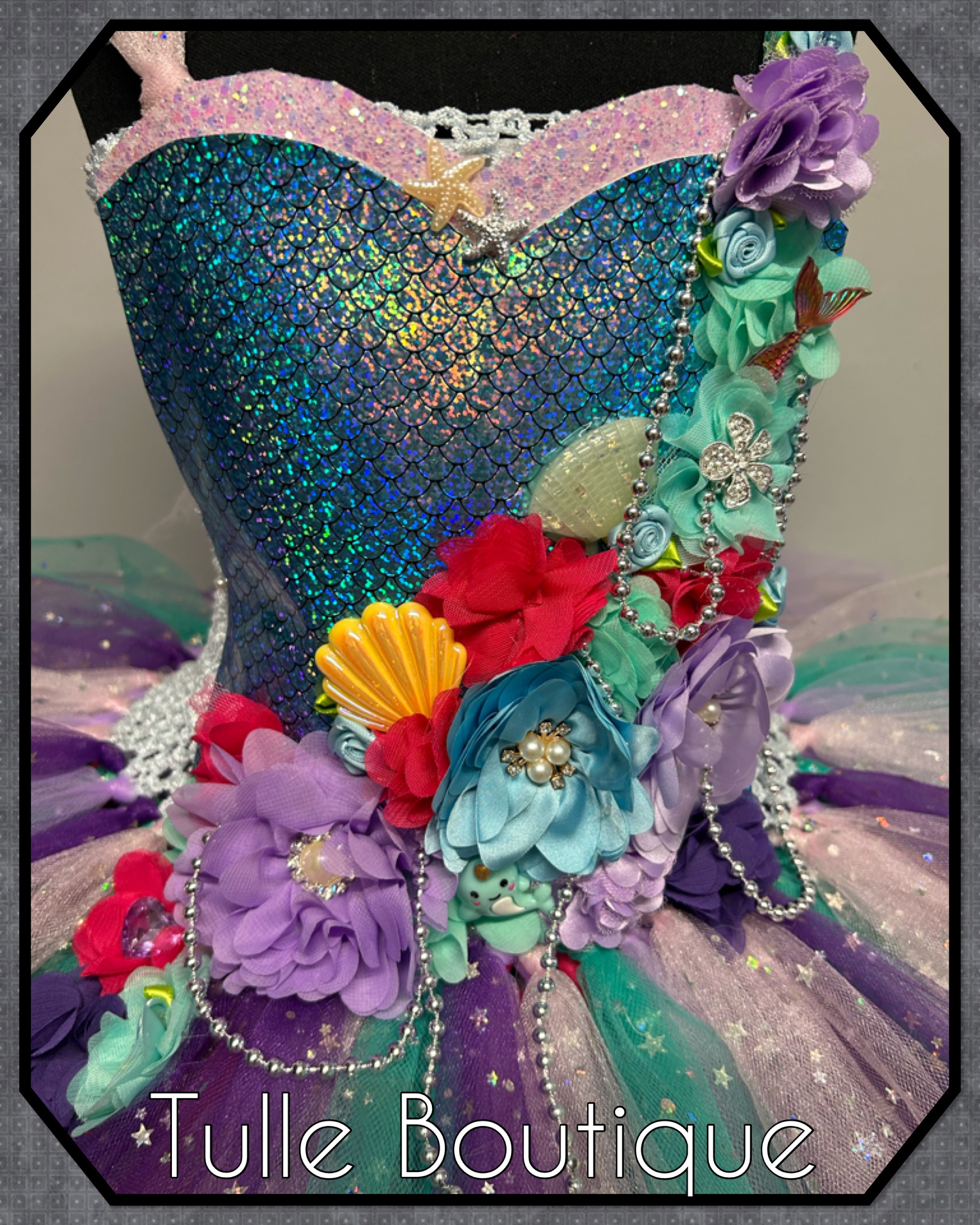 Girls toddlers Floral Mermaid tutu dress,ballgown, fancy dress costume