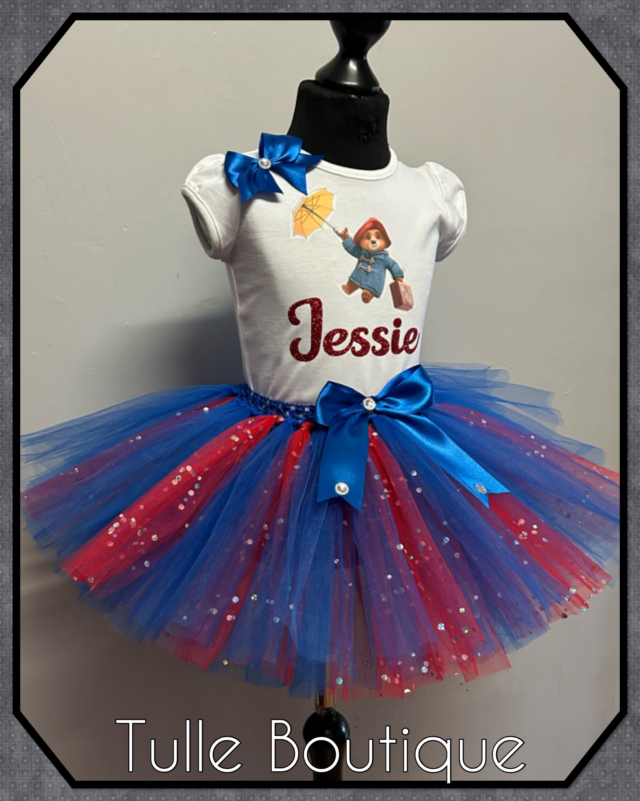 Girls toddlers Paddington bear birthday tutu outfit fancy dress costume