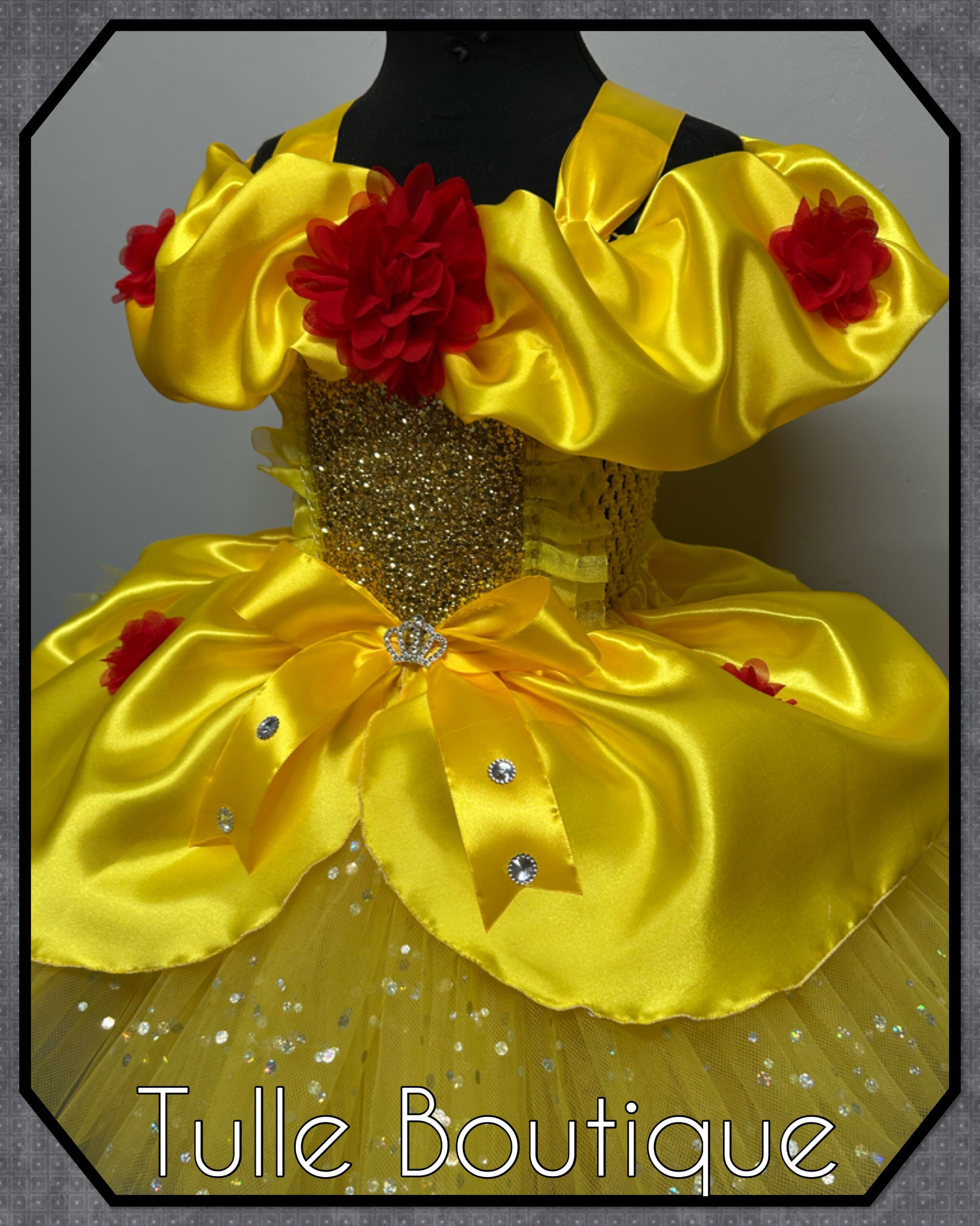 Girls toddlers Princess Belle tutu dress, beauty and the beast ballgown, fancy dress costume