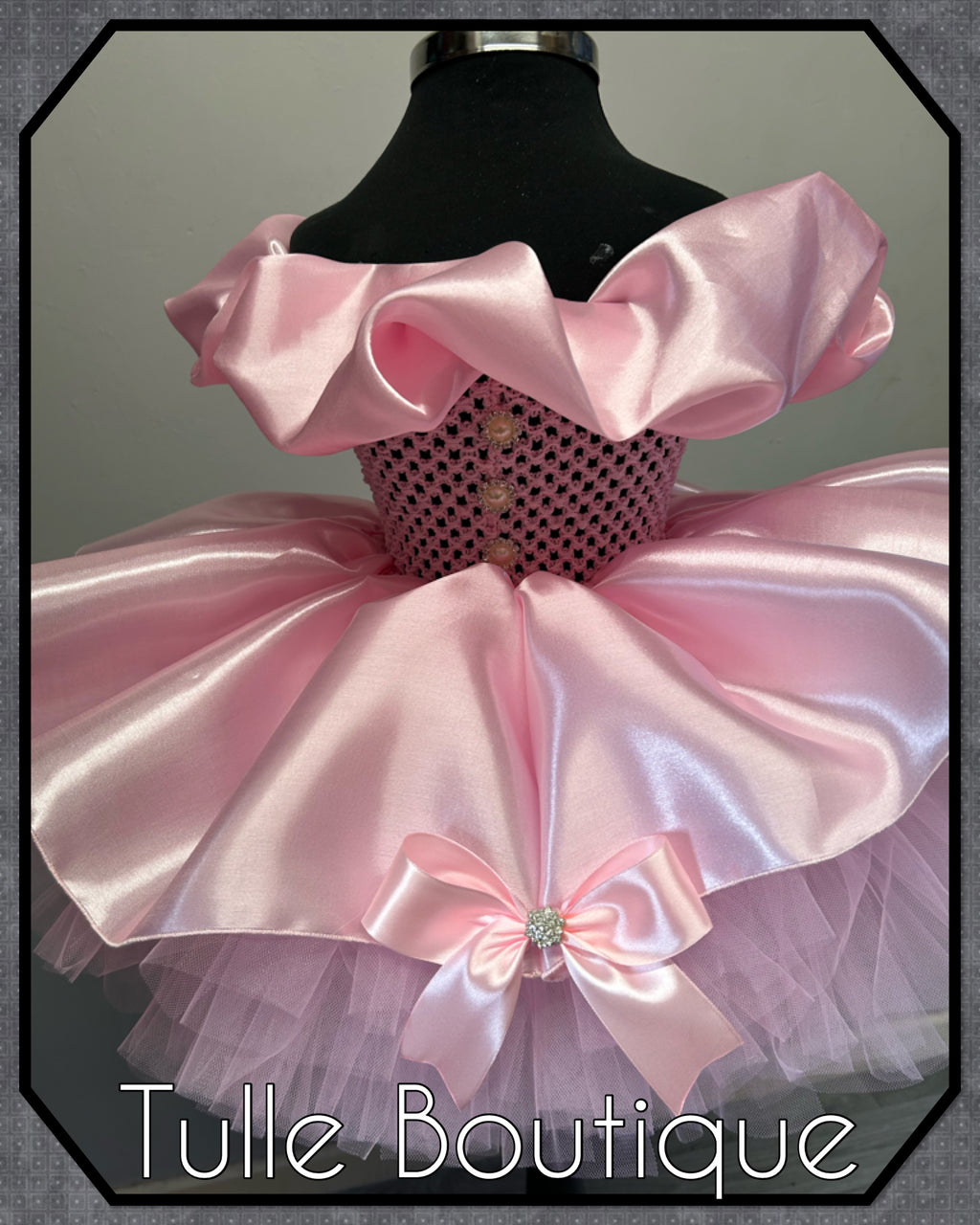 Girls toddlers Lena satin pink princess tutu dress, birthday ballgown, flower girls dress