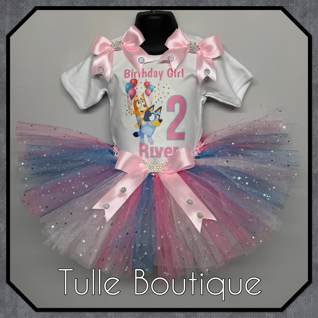 Girls toddlers Bluey birthday tutu outfit fancy dress costume