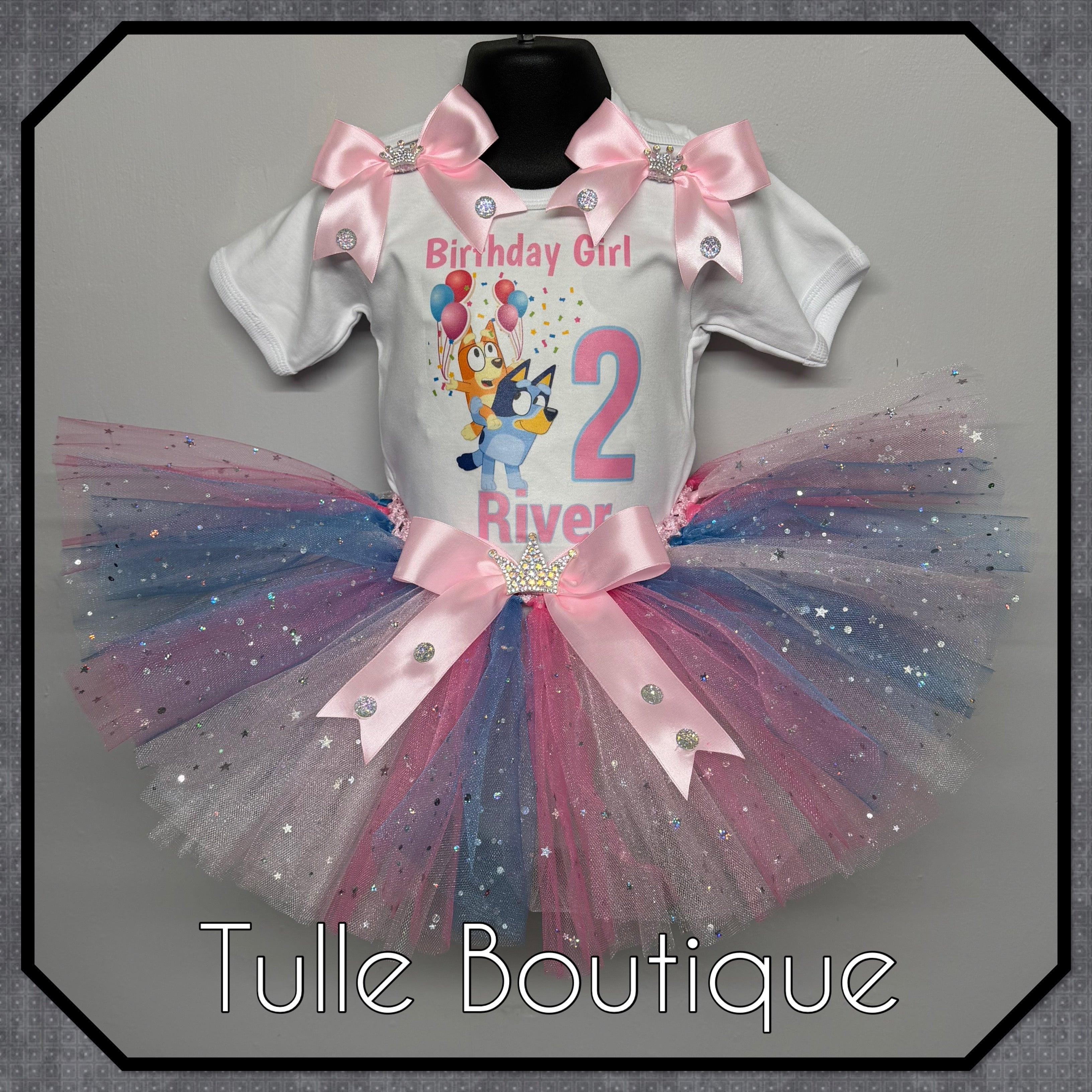 Girls toddlers Bluey birthday tutu outfit fancy dress costume
