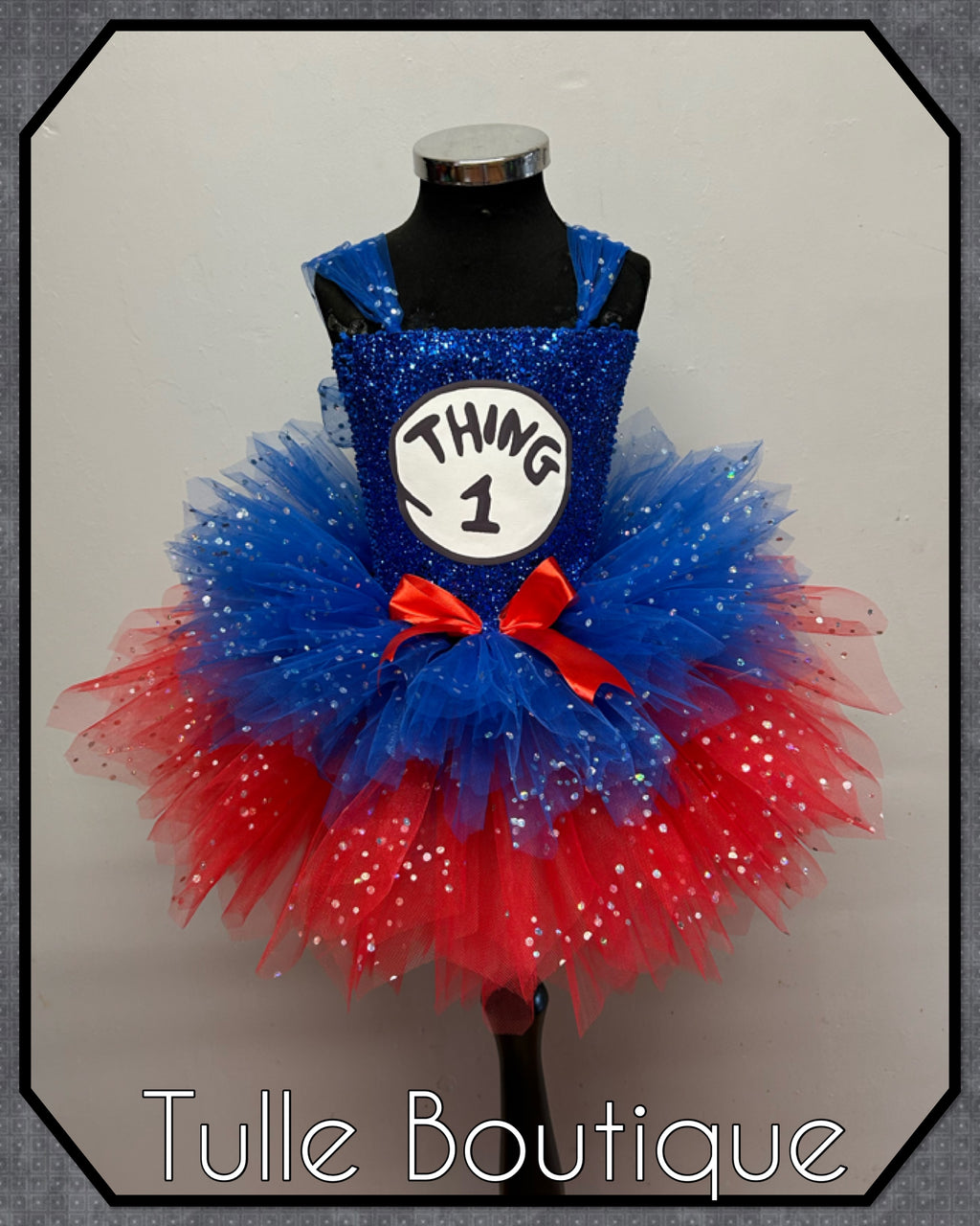 Girls toddlers Thing One tutu dress, ballgown, fancy dress costume