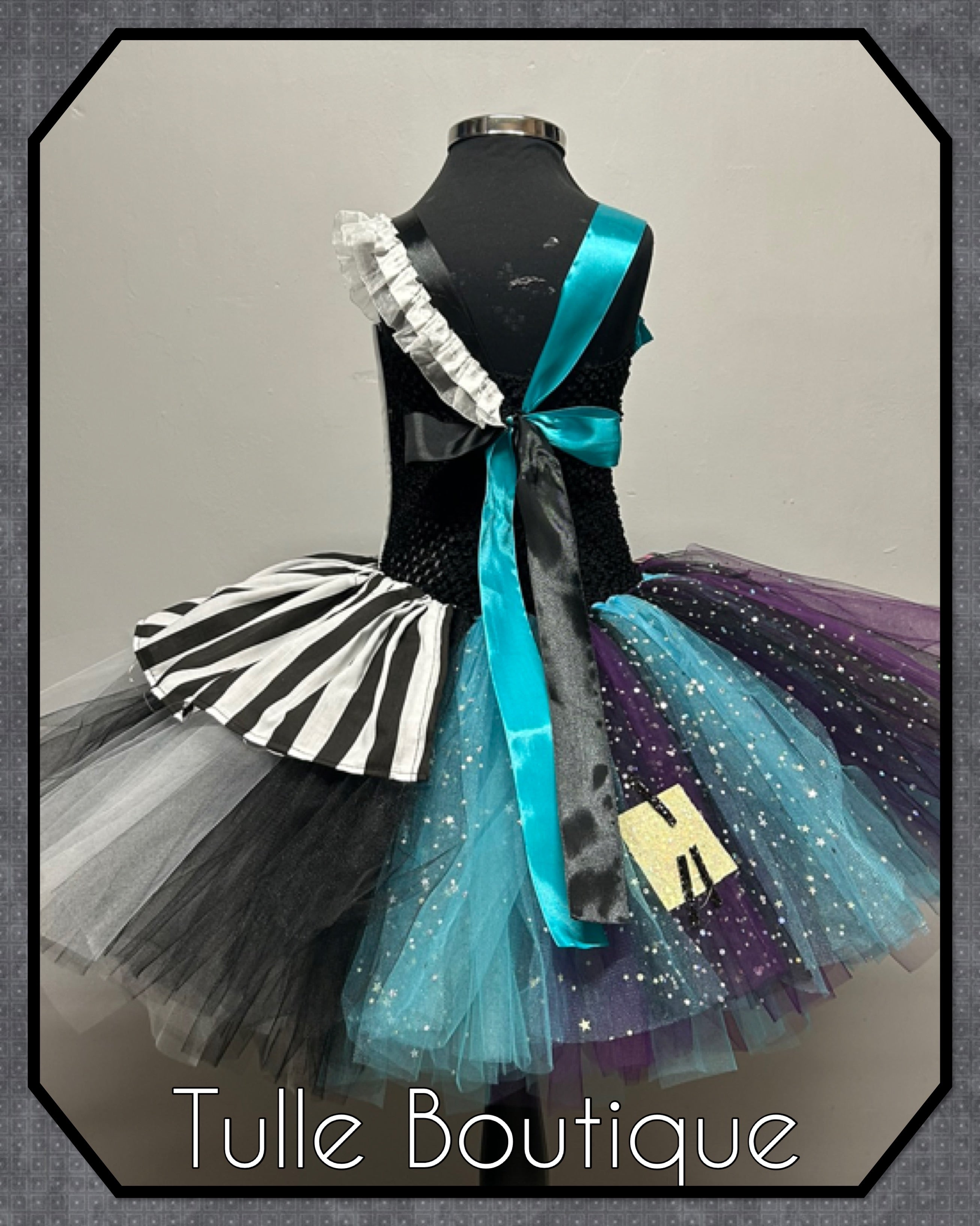 Girls toddlers Frozen Nightmare before Christmas Jack skellington and Sally tutu dress, half and half ballgown, fancy dress costume