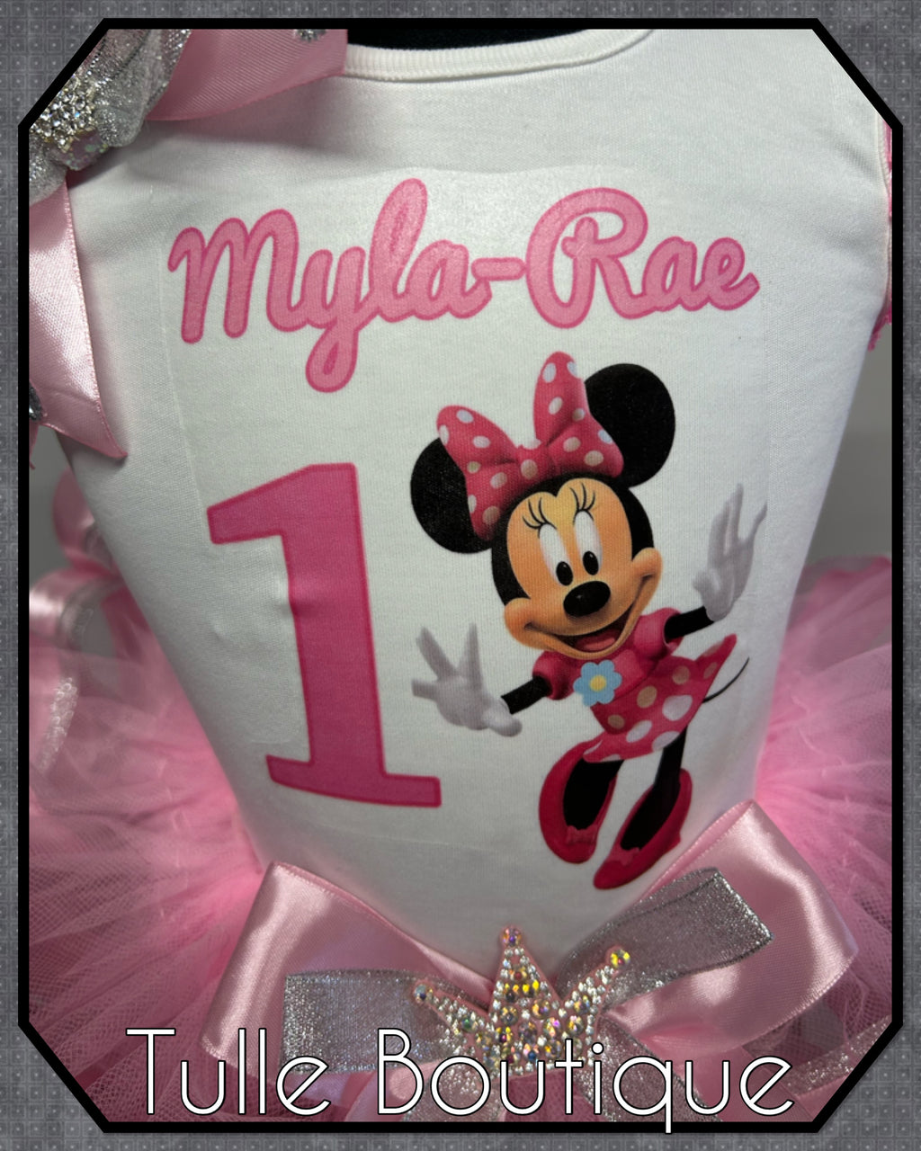 Girls toddlers Pink Minnie Mouse 1st birthday tutu outfit fancy dress costume