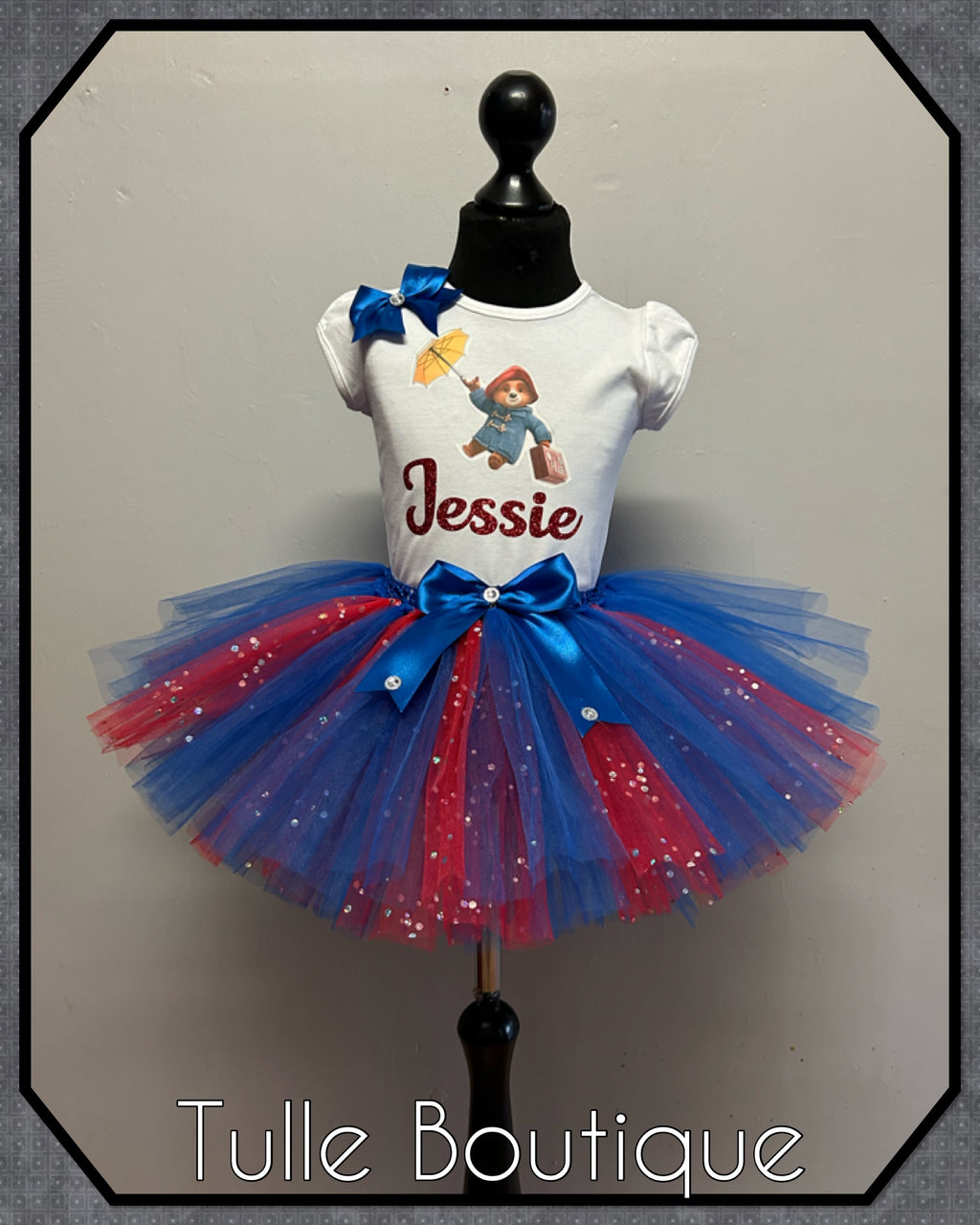 Girls toddlers Paddington bear birthday tutu outfit fancy dress costume