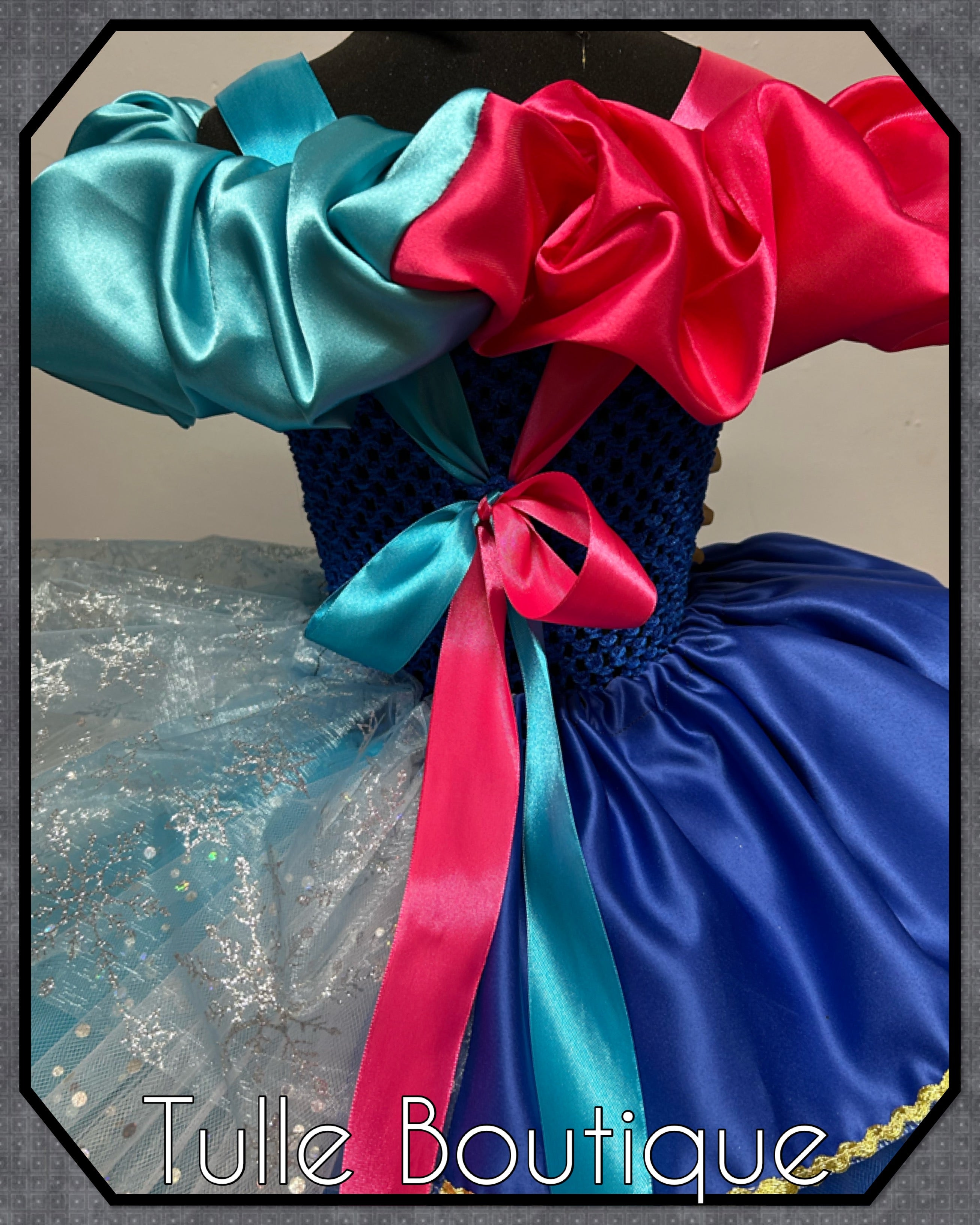Girls toddlers Frozen Elsa and Anna  tutu dress, half and half ballgown, fancy dress costume