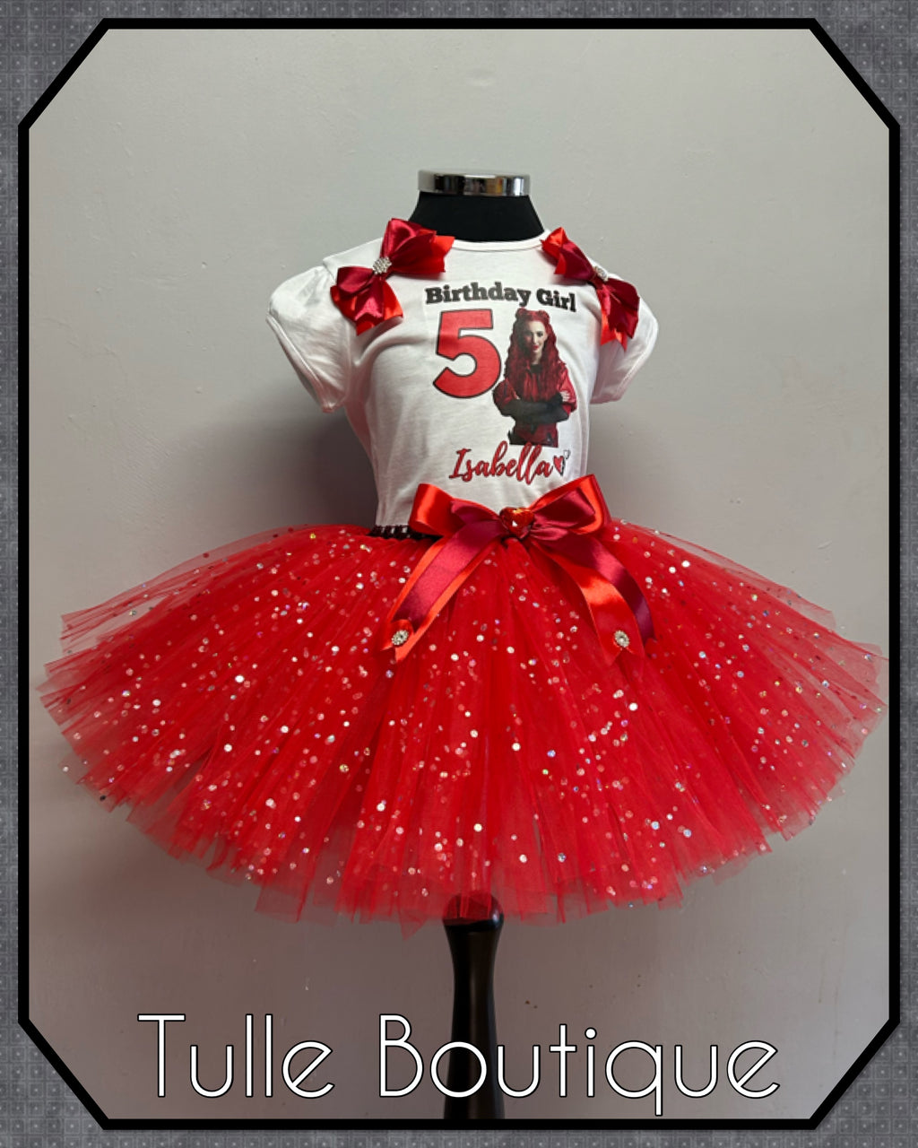 Girls toddlers Descendants Red birthday tutu outfit fancy dress costume