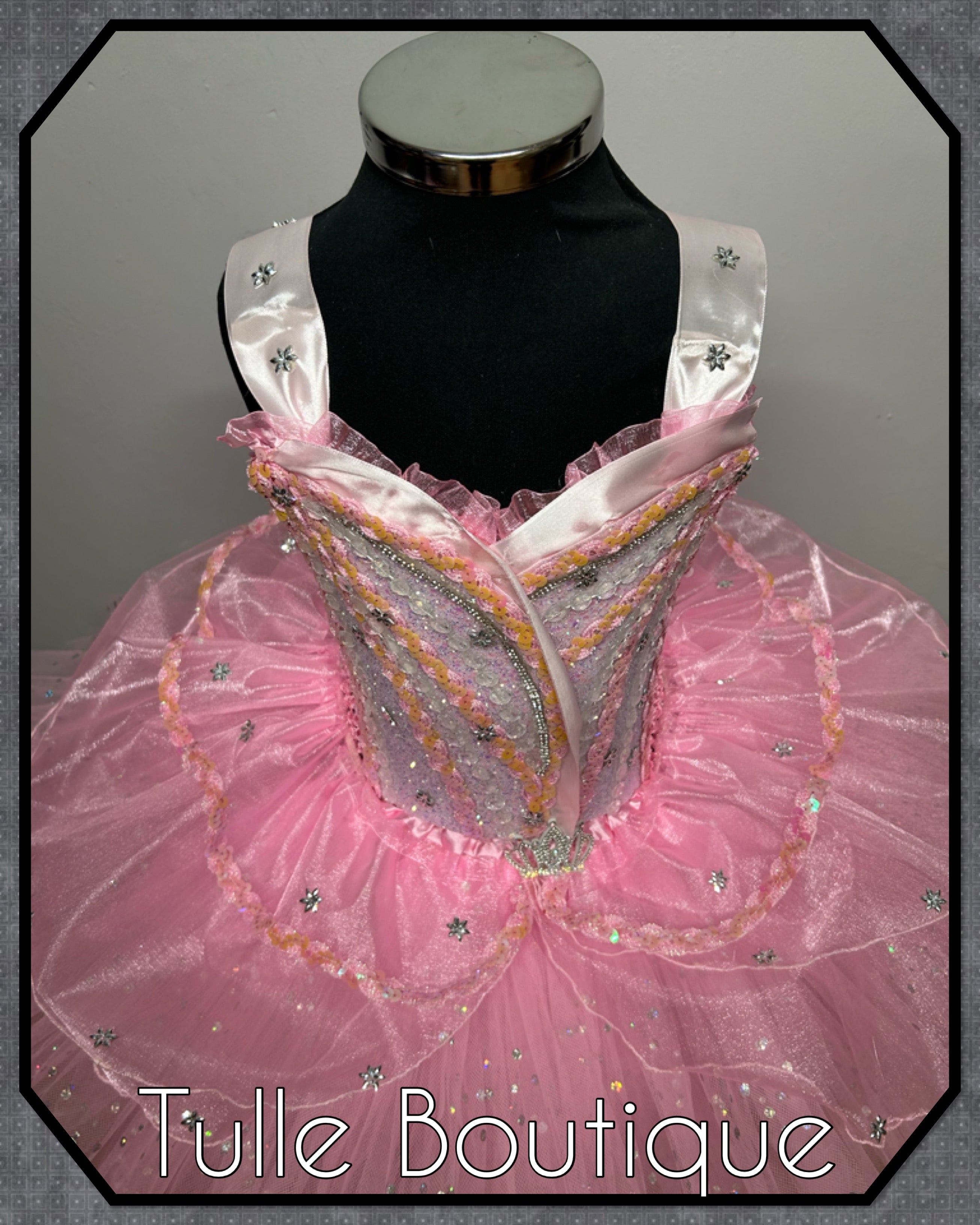 Girls toddlers Glinda Wicked Princess pink tutu dress, birthday ballgown, Good witch fancy dress costume