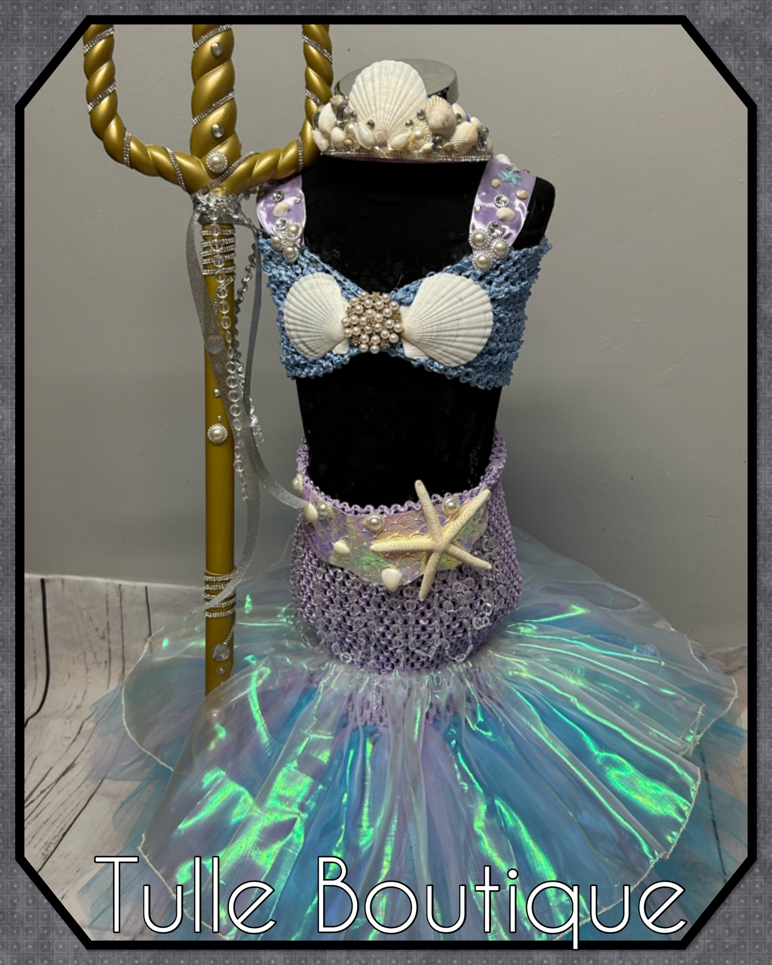 Girls toddlers Mermaid shell fishtail tutu dress, ballgown, fancy dress costume
