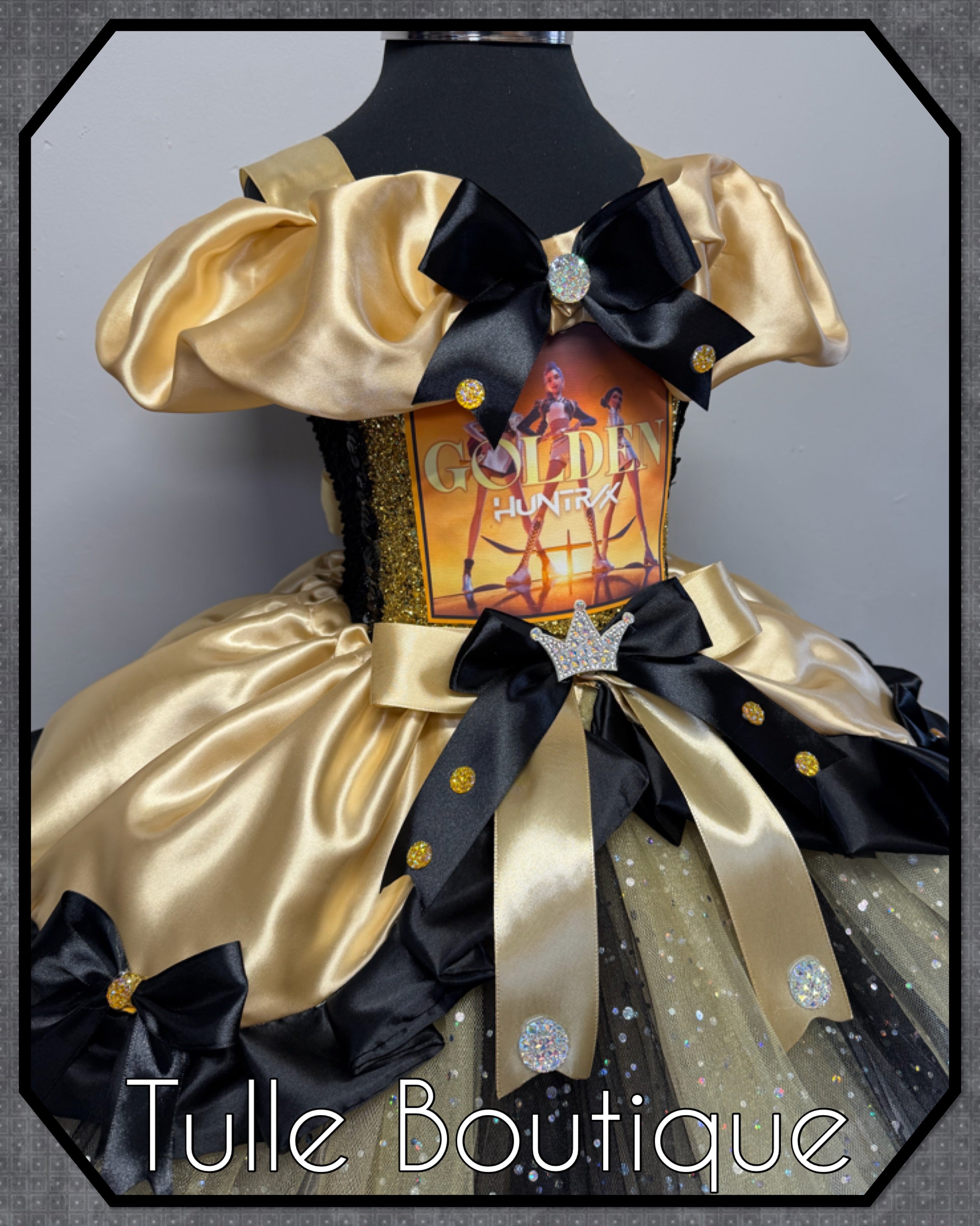 Girls toddlers Kpop Demon Hunters Golden Rumi Mira Zoe tutu dress, birthday ballgown, fancy dress costume