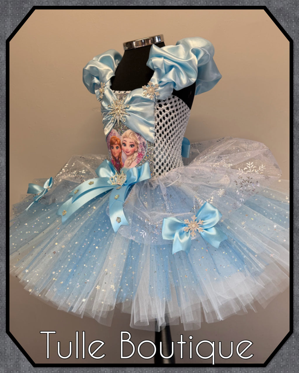 Girls toddlers Princess Elsa sky blue satin tutu dress, frozen ballgown, fancy dress costume