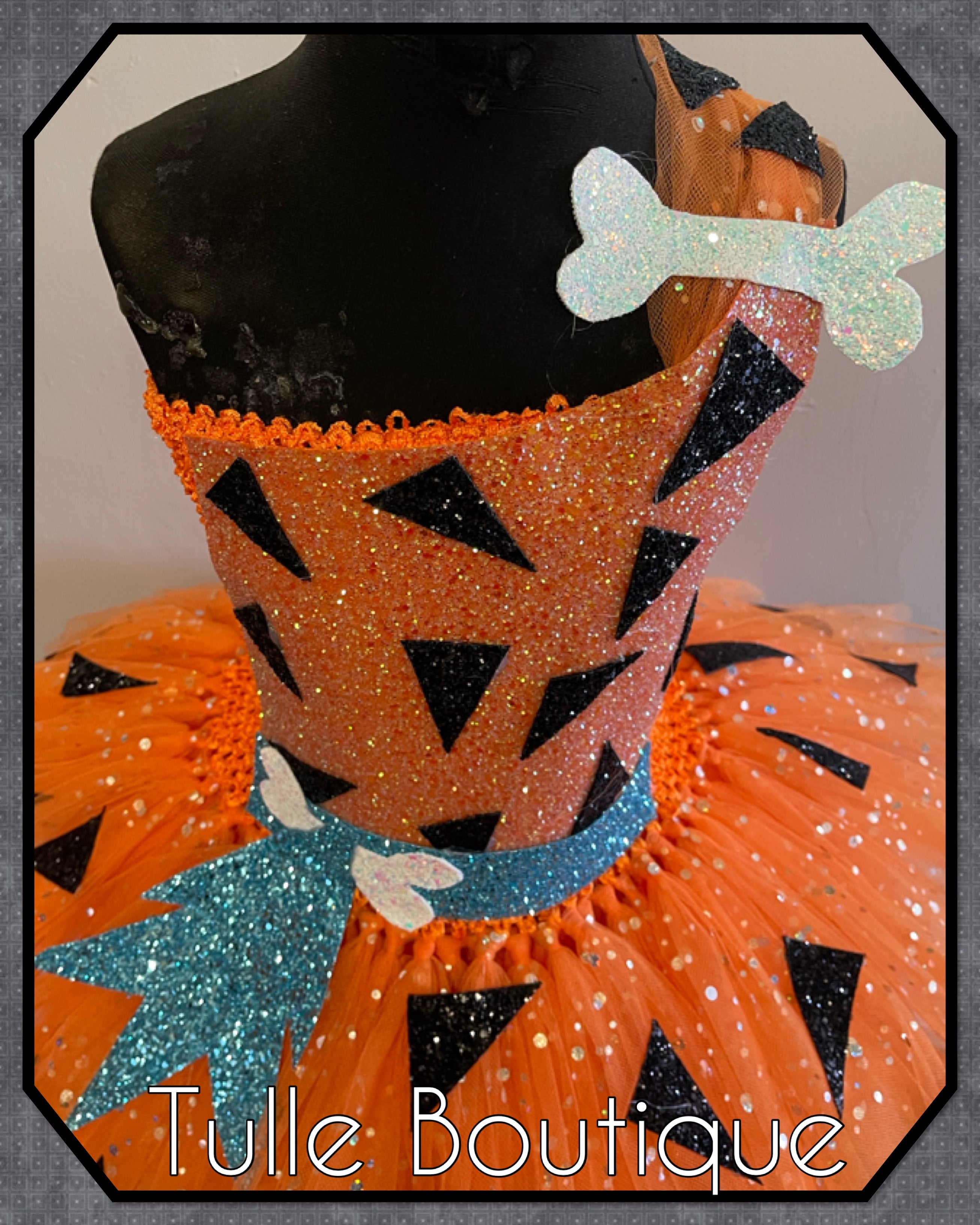 Girls toddlers Flintstones Bamm Bamm dress, ballgown, book day Pebbles fancy dress costume