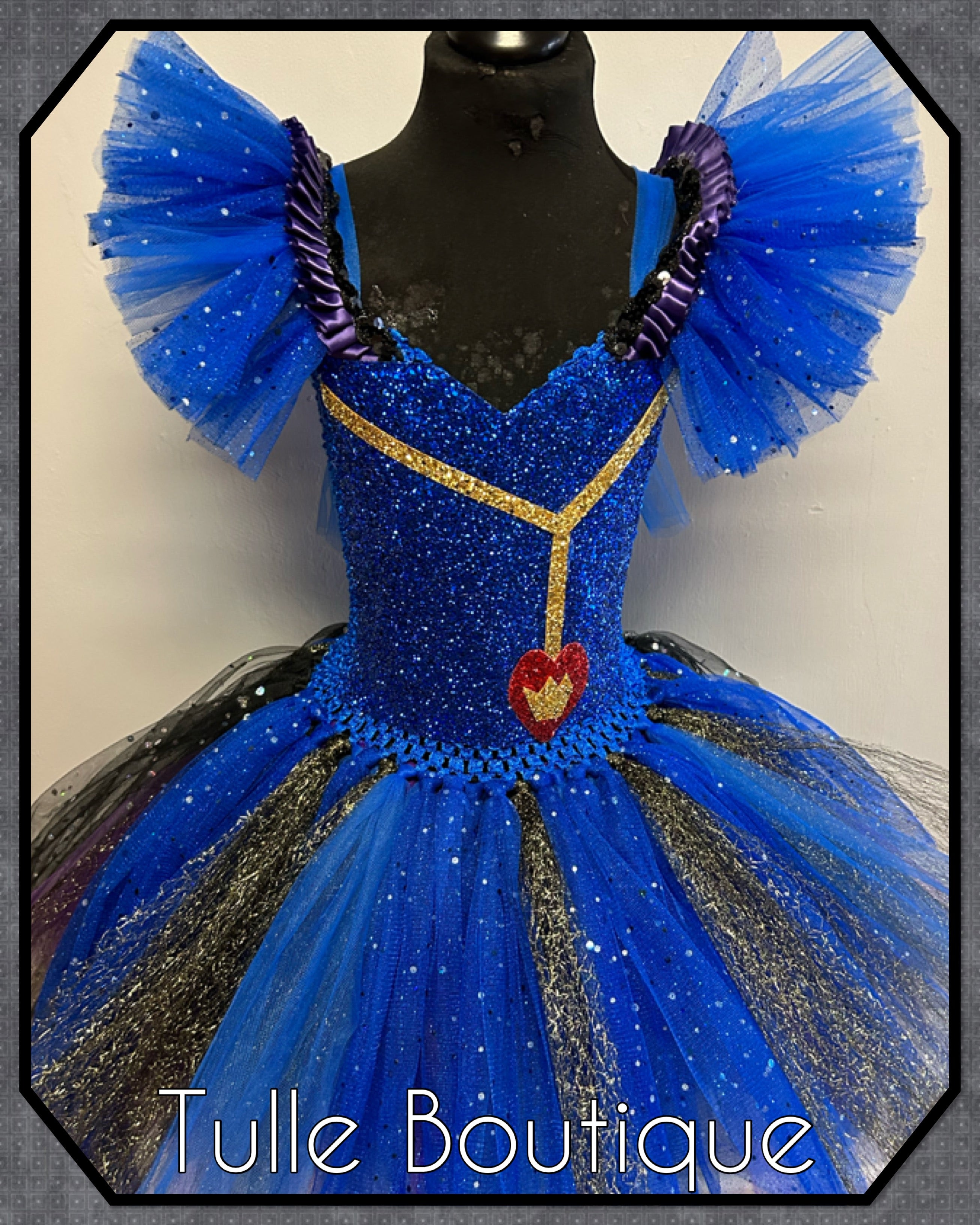 Girls toddlers Descendants Evie tutu birthday party dress,ballgown, fancy dress costume dipped hem