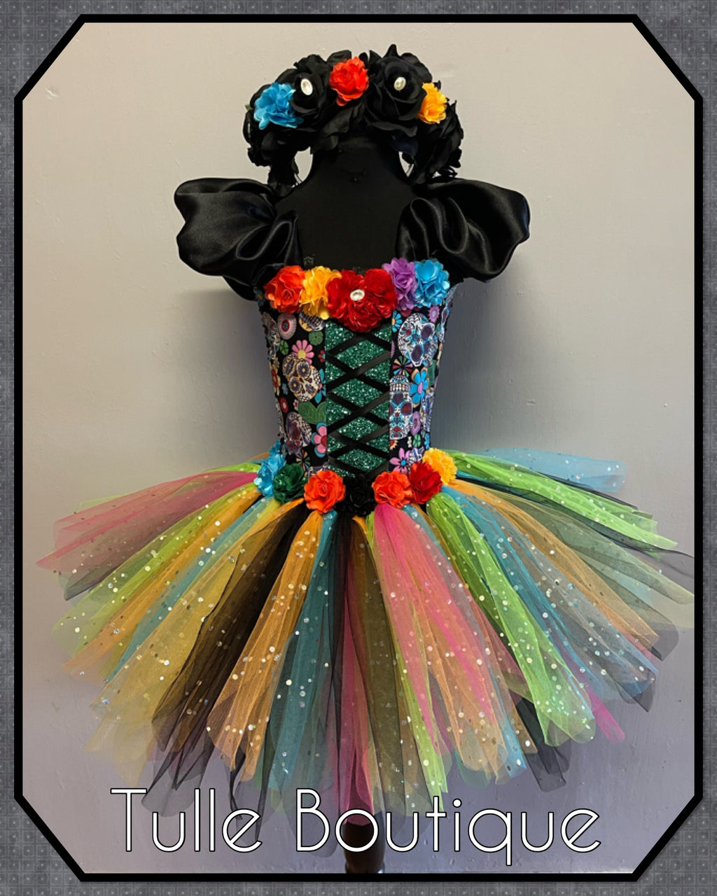 Girls toddlers Day of the dead skull tutu dress, coco ballgown, halloween fancy dress costume