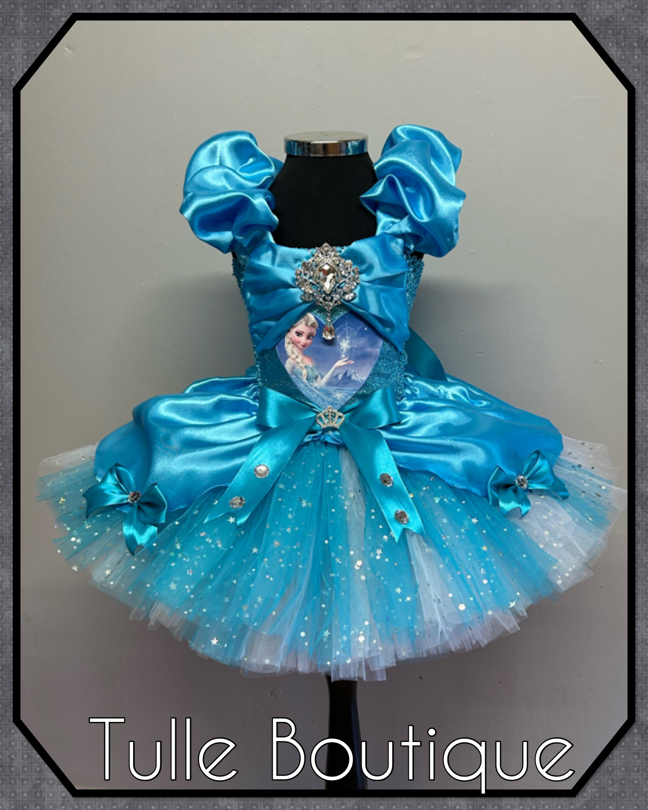 Girls toddlers Princess Elsa satin tutu dress, frozen ballgown, fancy dress costume