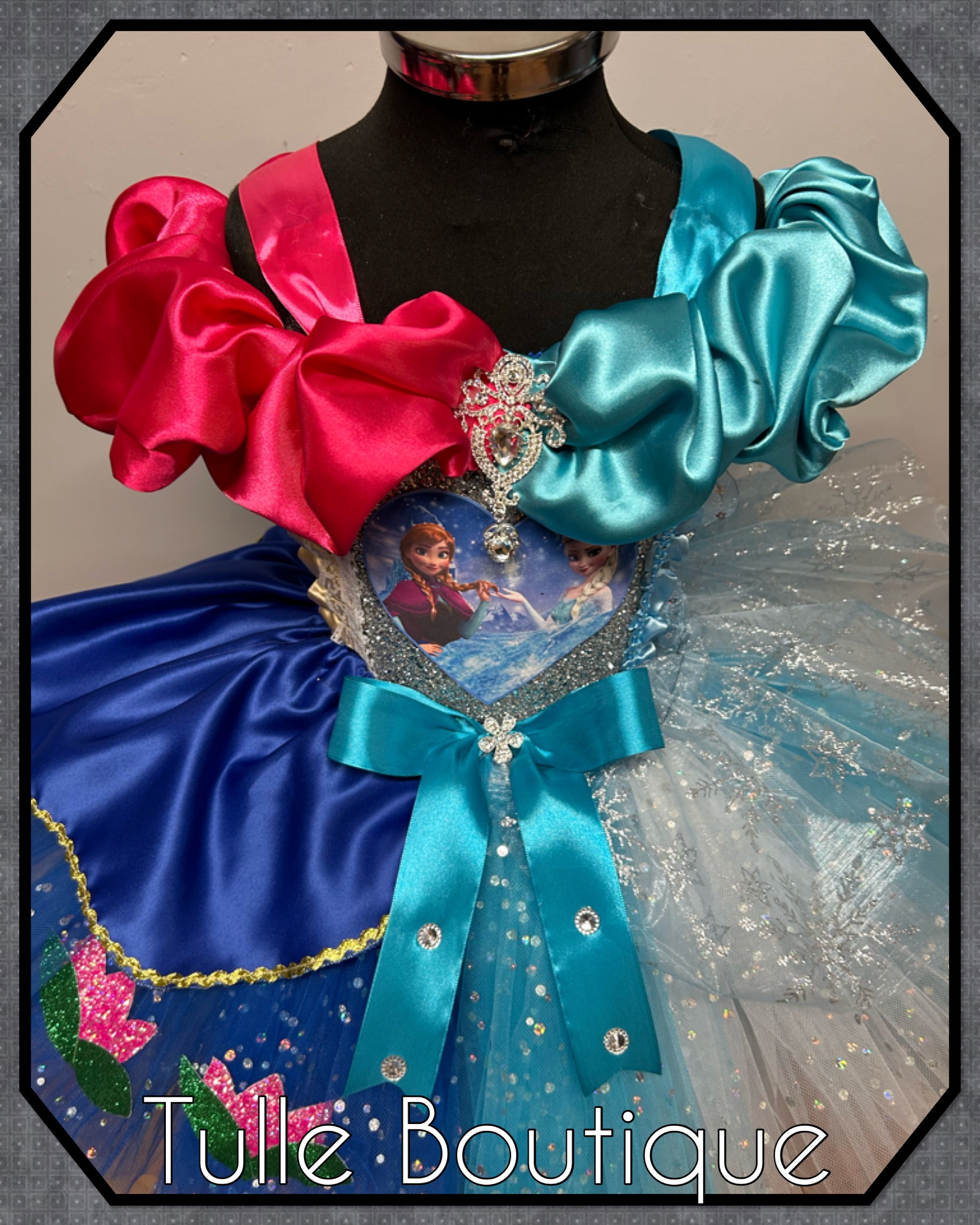 Girls toddlers Frozen Elsa and Anna  tutu dress, half and half ballgown, fancy dress costume