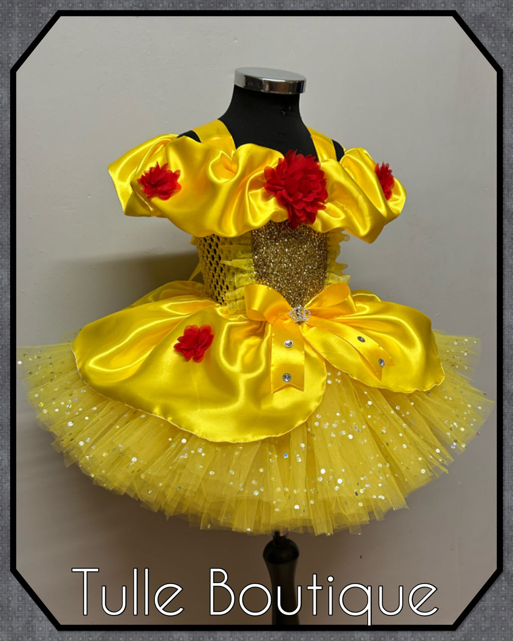 Girls toddlers Princess Belle tutu dress, beauty and the beast ballgown, fancy dress costume