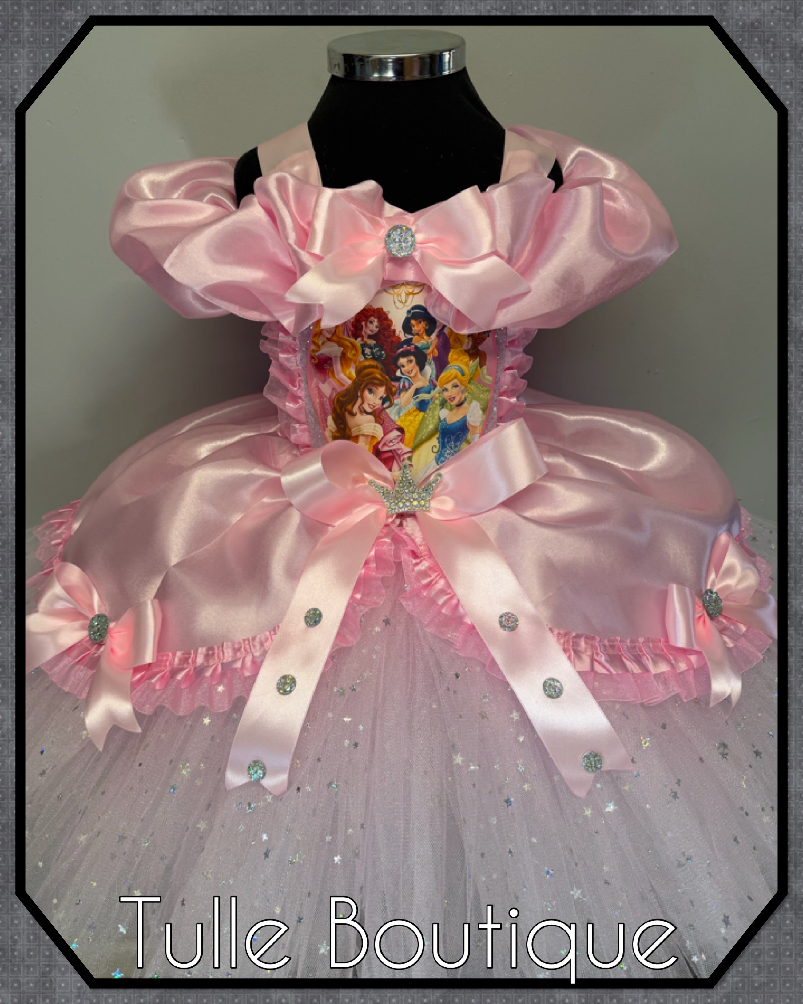 Girls toddlers pink Bow Disney Princess tutu dress, ballgown, fancy dress costume
