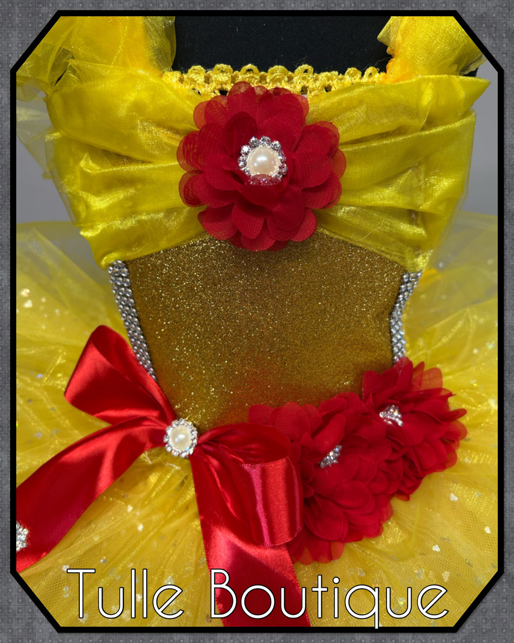 Girls toddlers Princess Belle tutu dress, beauty and the beast ballgown, fancy dress costume