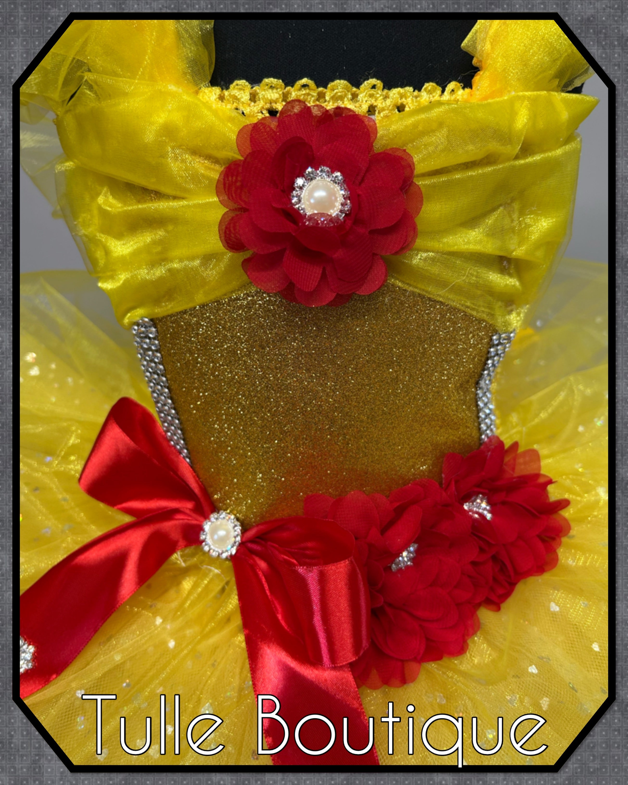 Girls toddlers Princess Belle tutu dress, beauty and the beast ballgown, fancy dress costume