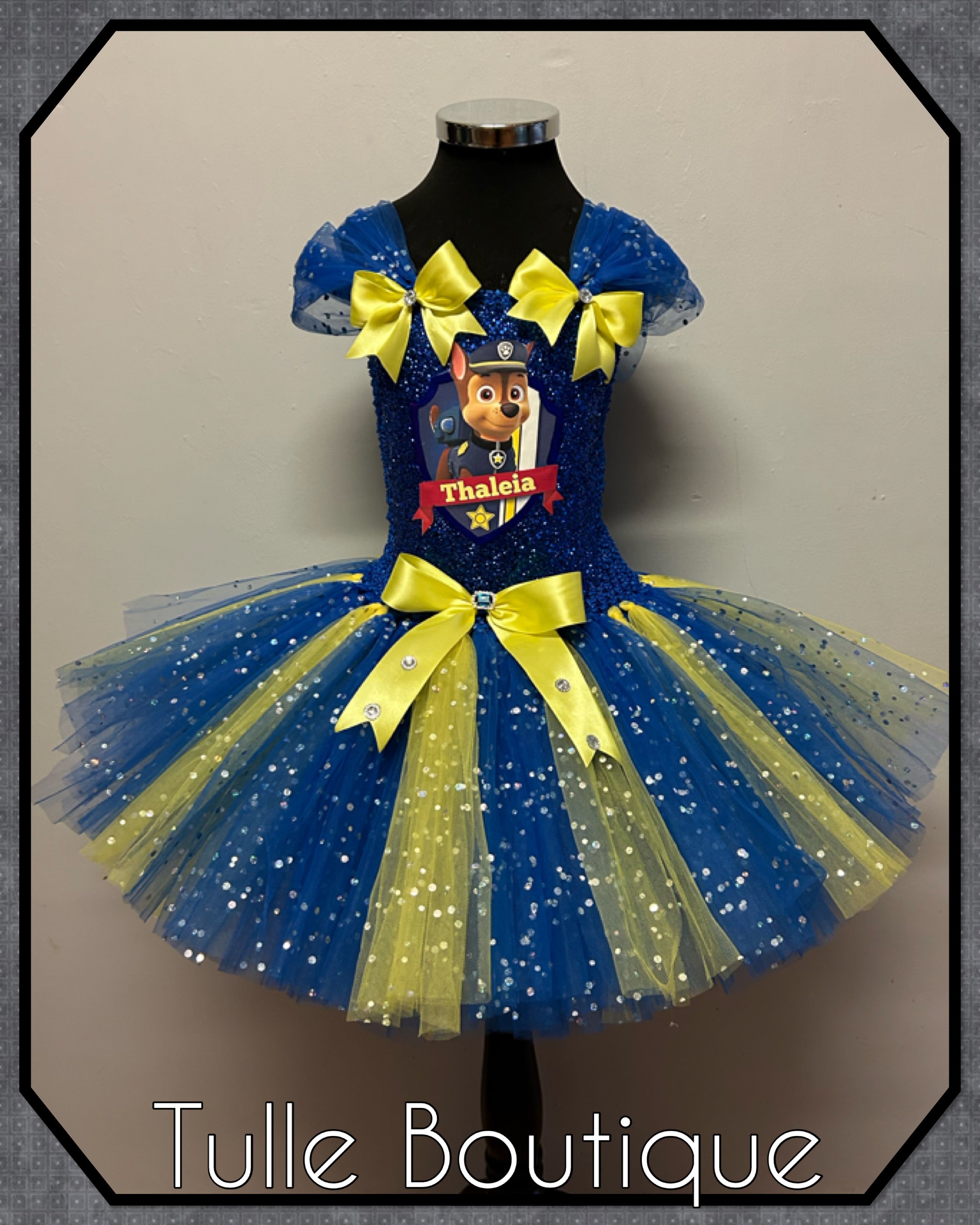 Girls toddlers Chase pup tutu dress, ballgown, paw patrol fancy dress costume