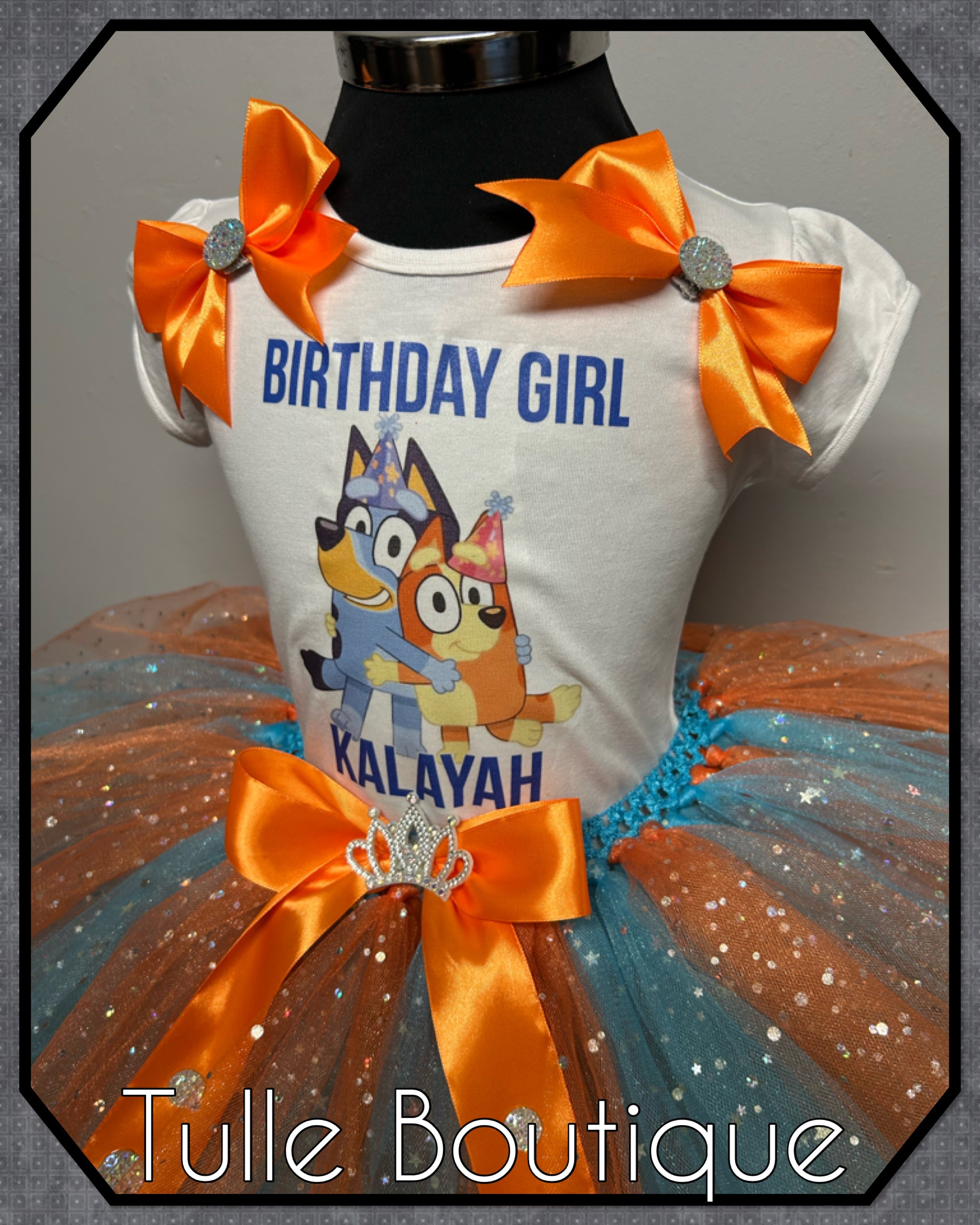 Girls toddlers Bluey birthday tutu outfit fancy dress costume