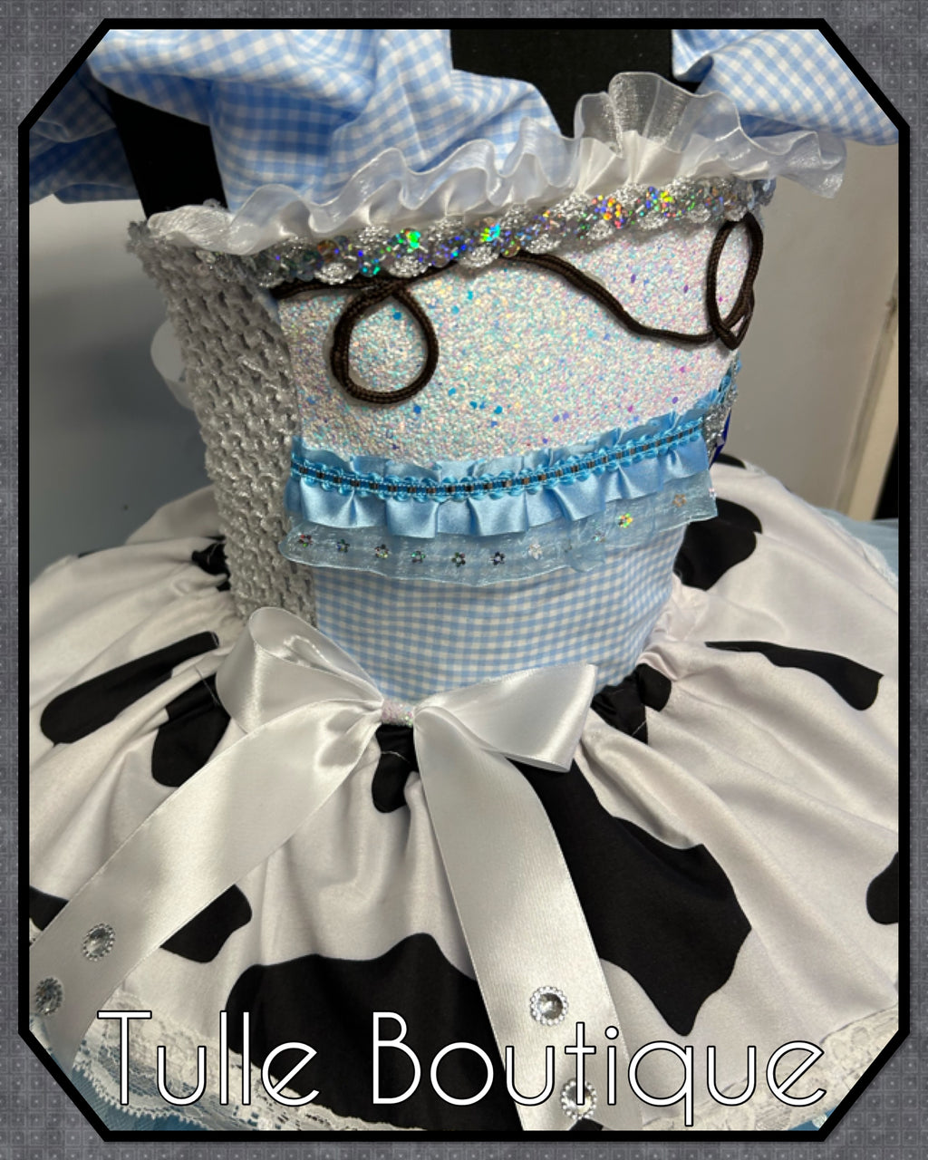 Girls toddlers baby blue and white cowgirl tutu dress, ballgown, fancy dress costume