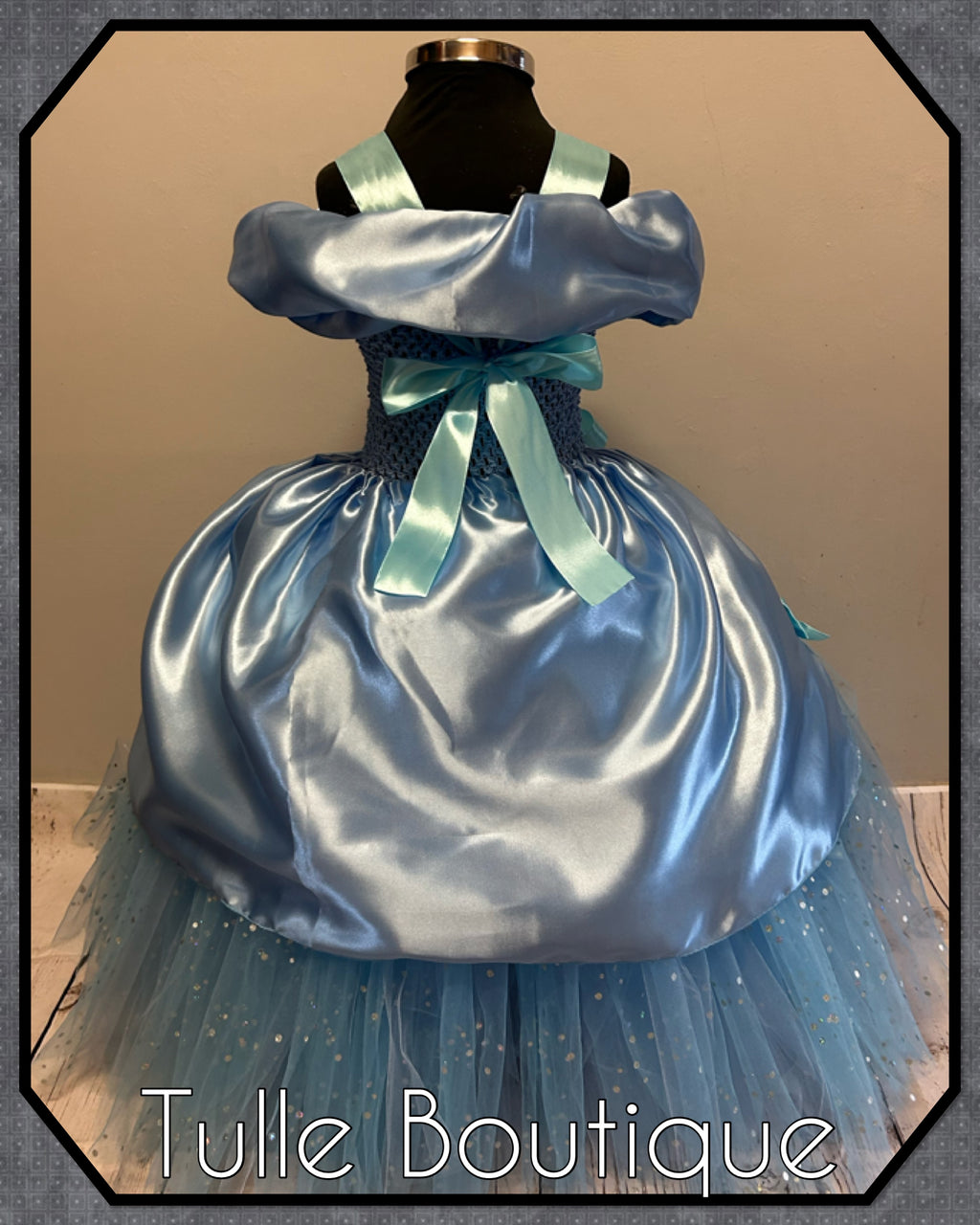 Girls toddlers Princess Cinderella baby blue tutu dress, ballgown, fancy dress costume full length
