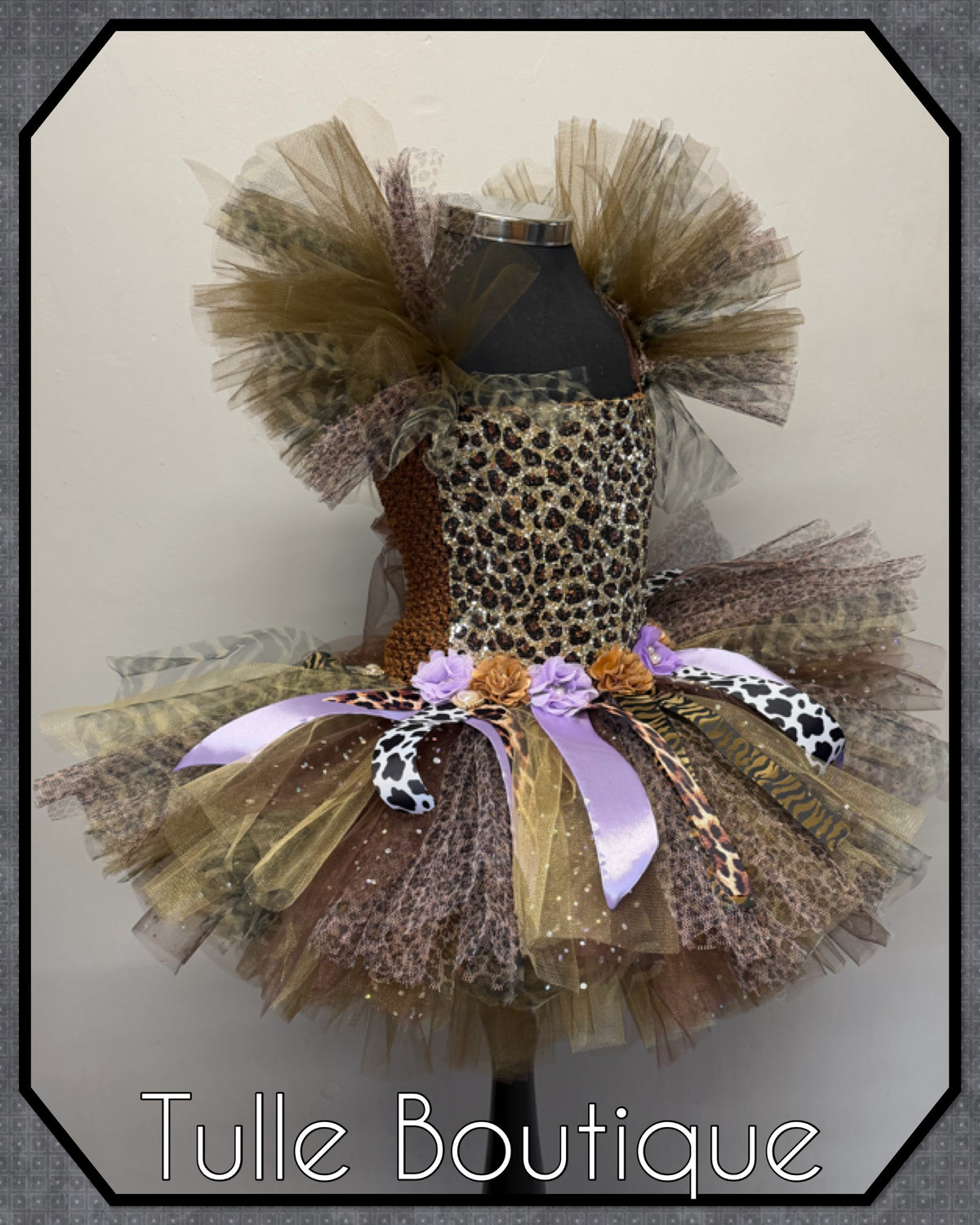 Girls toddlers Jungle animal print themed tutu dress, safari ballgown, fancy dress costume