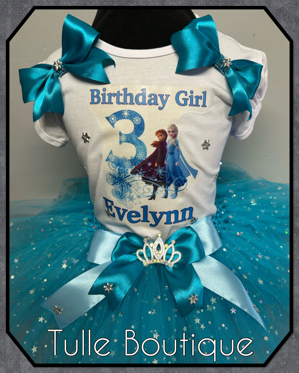 Girls toddlers Elsa and Anna Frozen birthday tutu outfit fancy dress costume