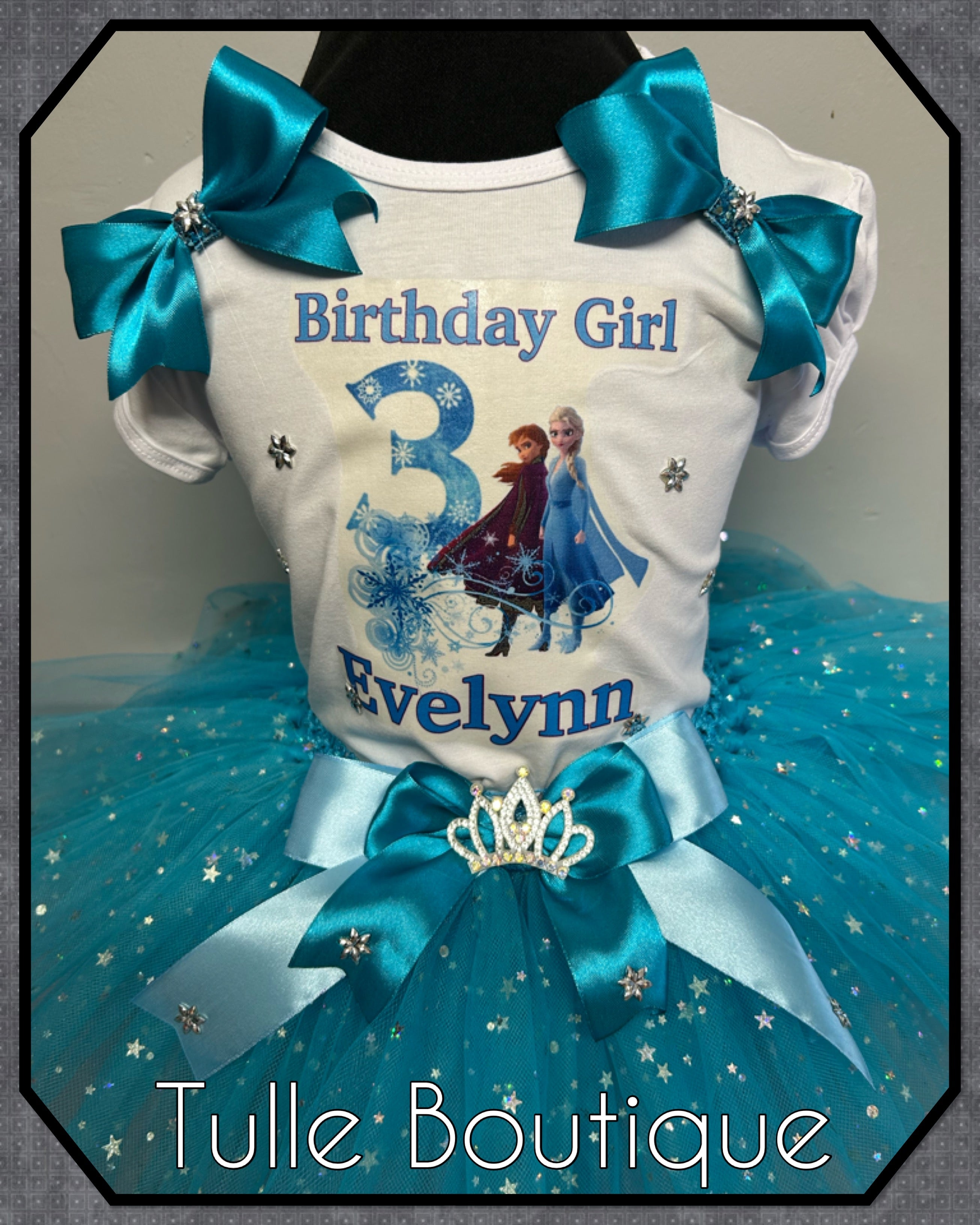 Girls toddlers Elsa and Anna Frozen birthday tutu outfit fancy dress costume