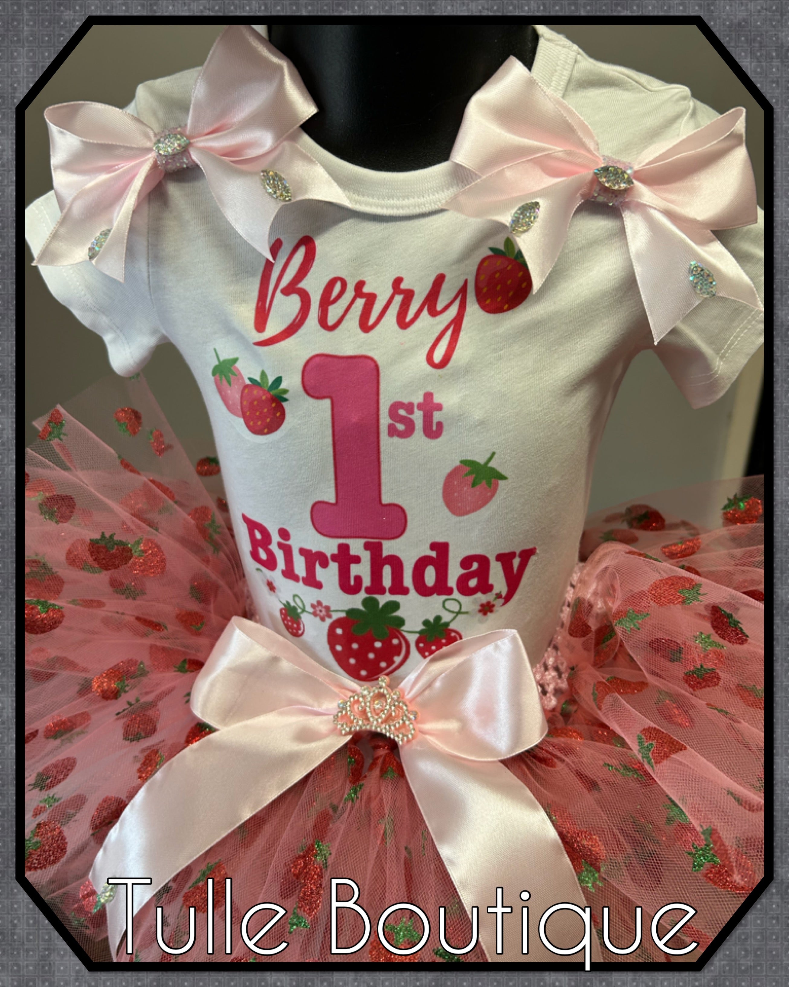 Girls toddlers Berry first birthday strawberry tutu outfit fancy dress costume